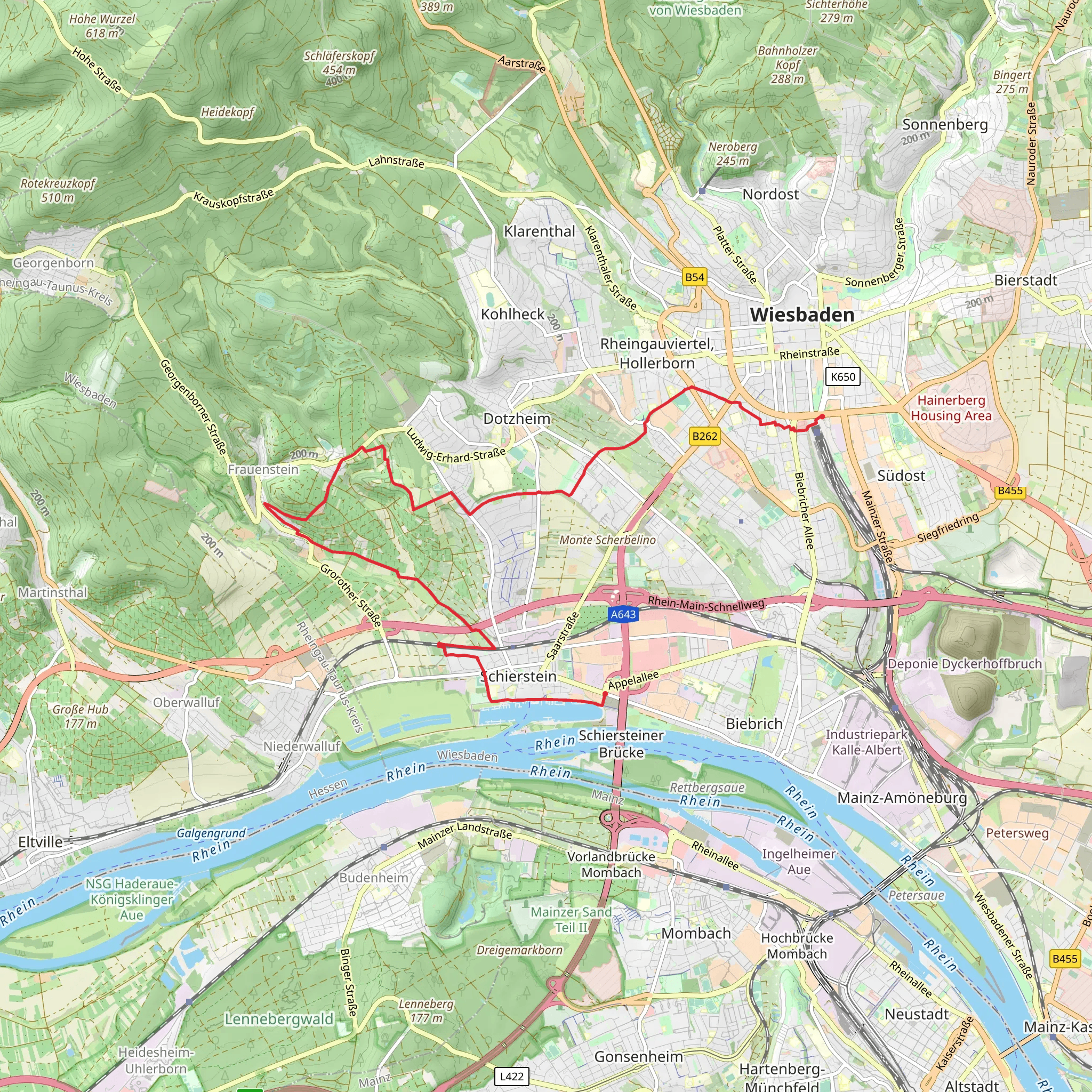 Schierstein to Wiesbaden Walk mobile static map