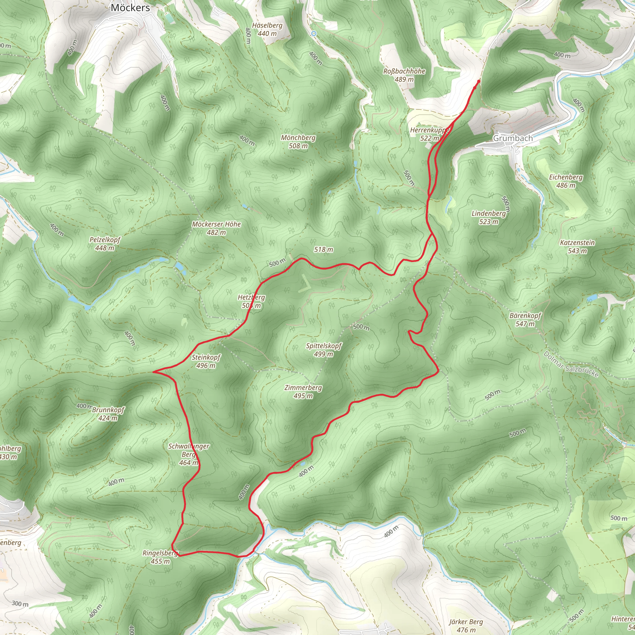 Hetzberg and Schwallunger Berg Hill Loop via Hohe Straße mobile static map