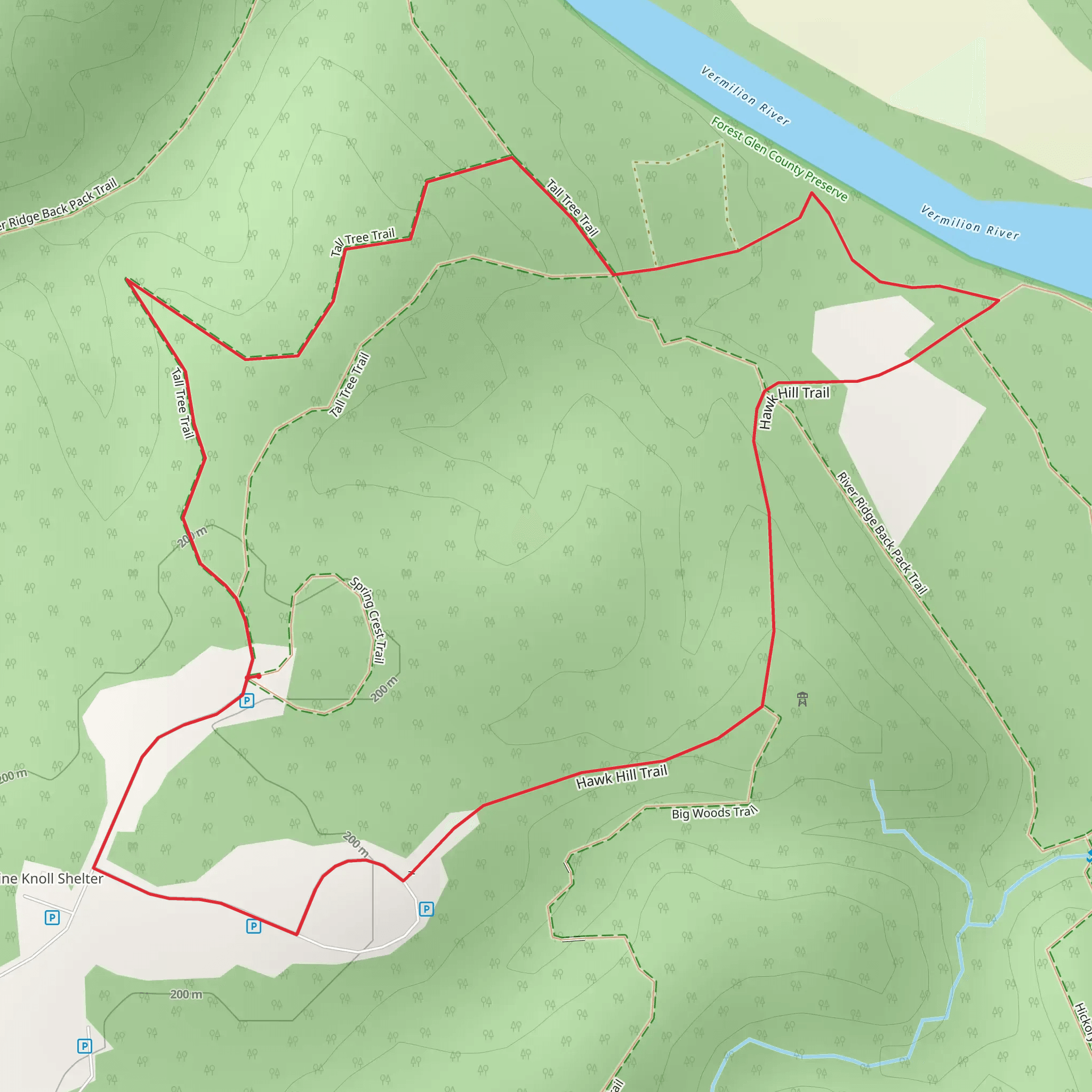 Tall Tree Trail and Hawk Hill Loop Trail mobile static map