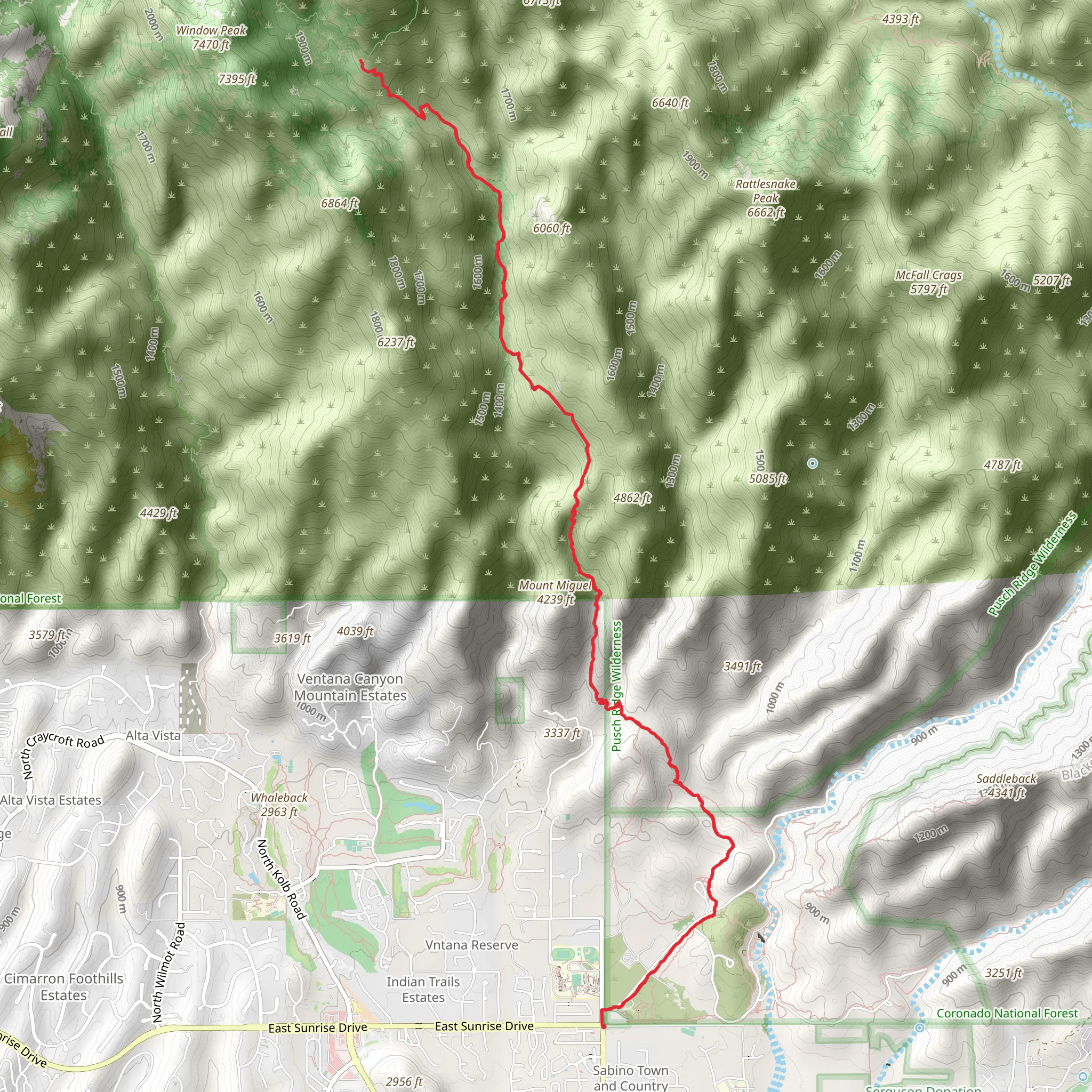 Window Rock via Esperero Trail mobile static map