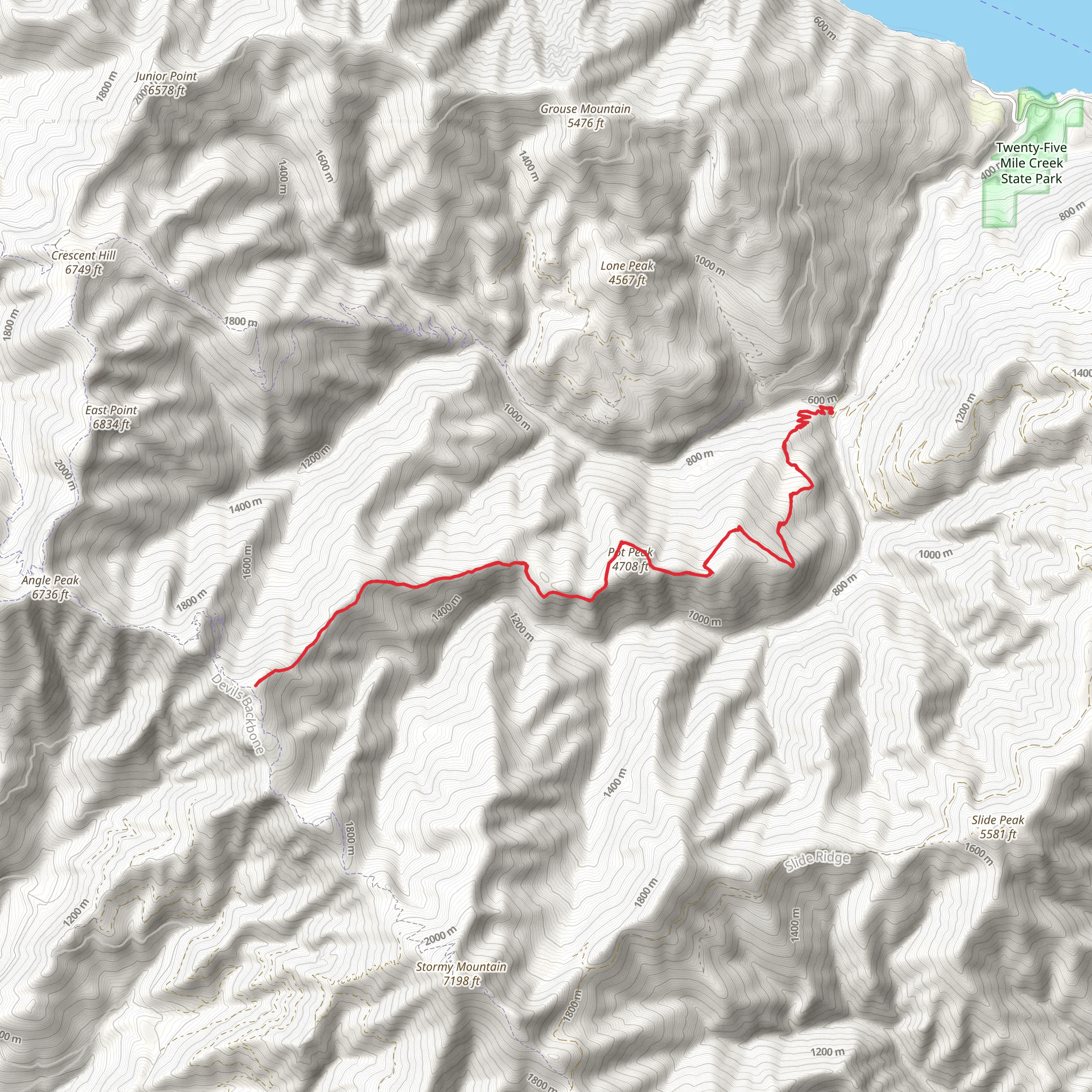 Pot Peak Trail mobile static map