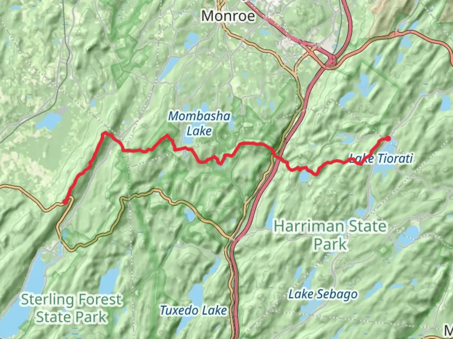 An image depicting the trail Buchanan Mountain, Island Pond Mountain and Lake Tiorati via Appalachian Trail and its surrounding area.