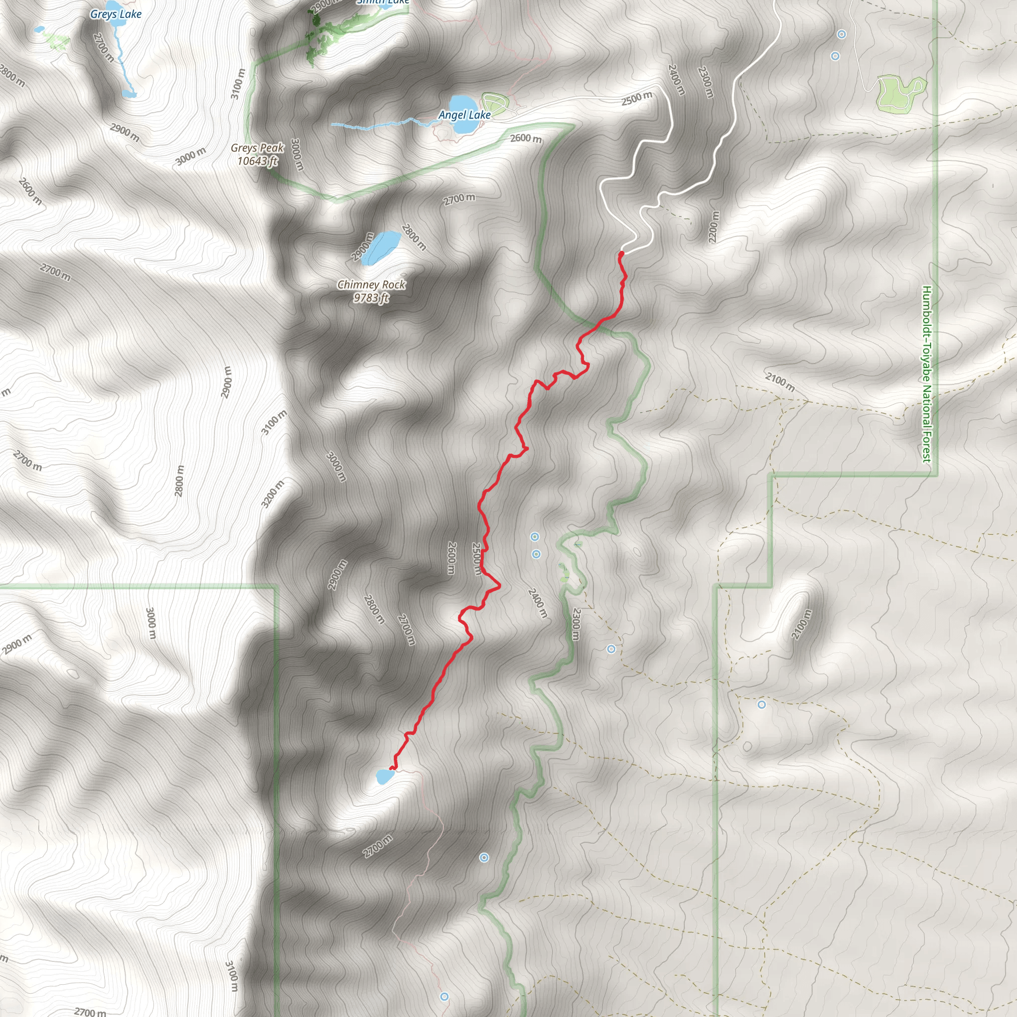 Winchell Lake Trail mobile static map