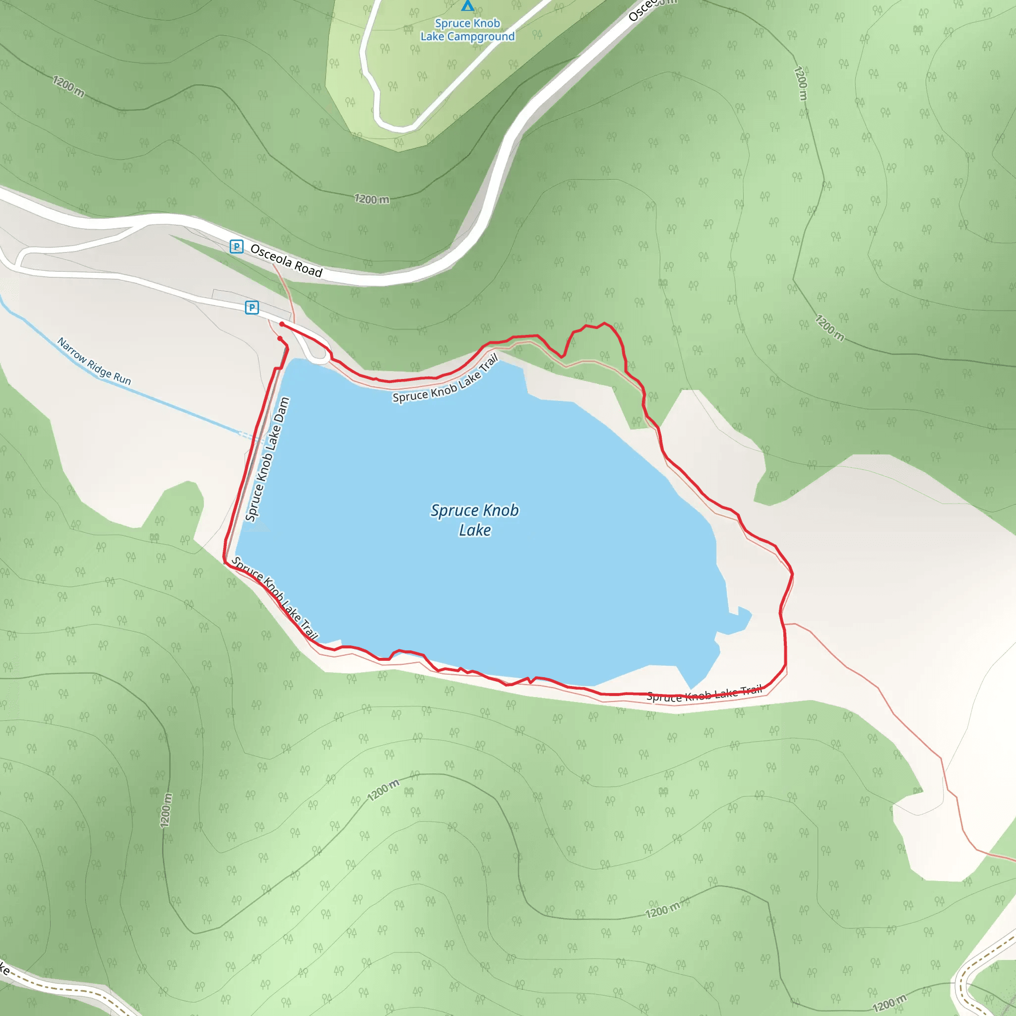Spruce Knob Lake Loop Trail mobile static map