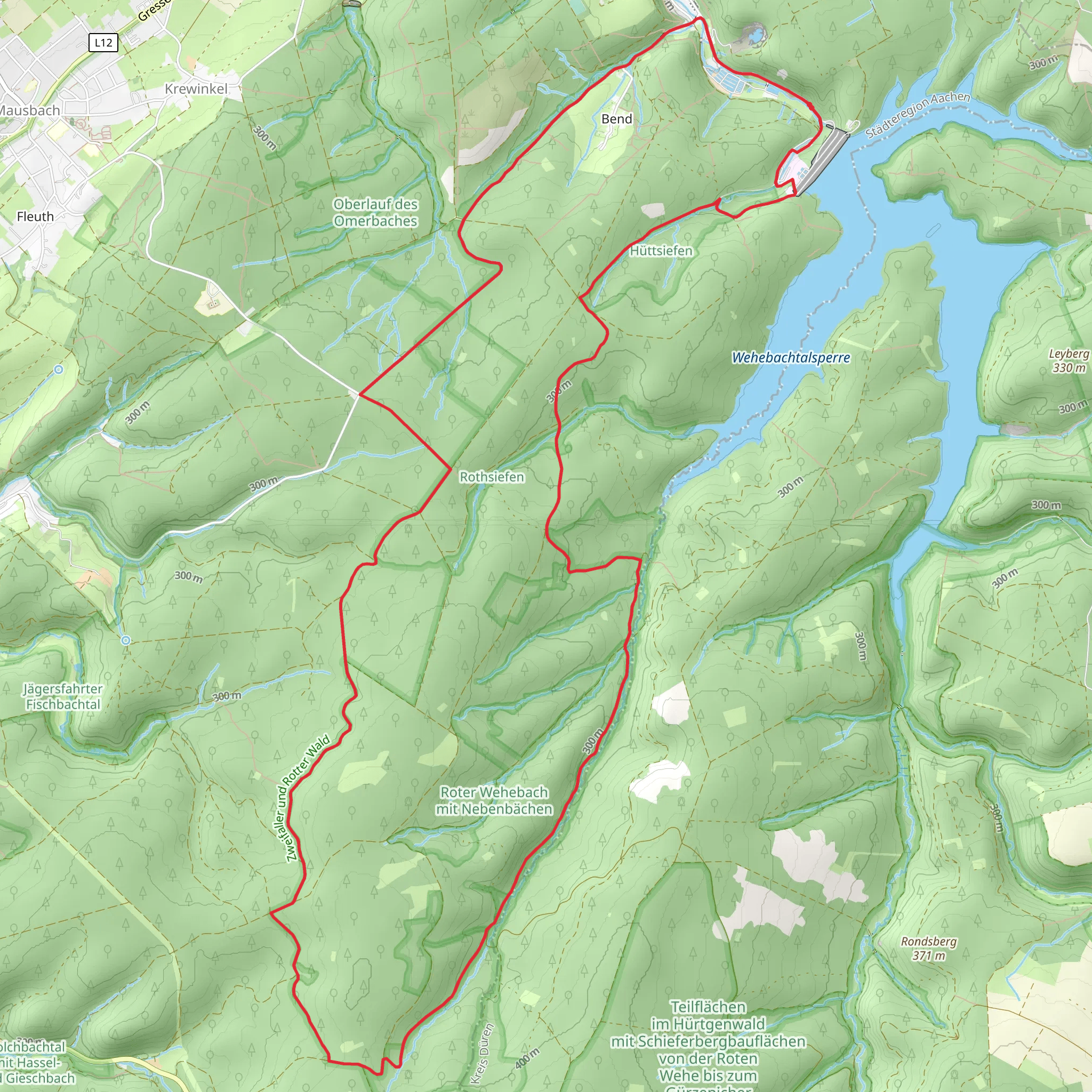 NSG Hohes Venn Short Loop via Wehebachtalsperre mobile static map