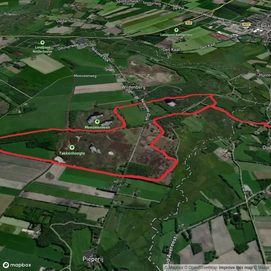 An image depicting the trail Wildenberg and Takkenhoogte Loop and its surrounding area.