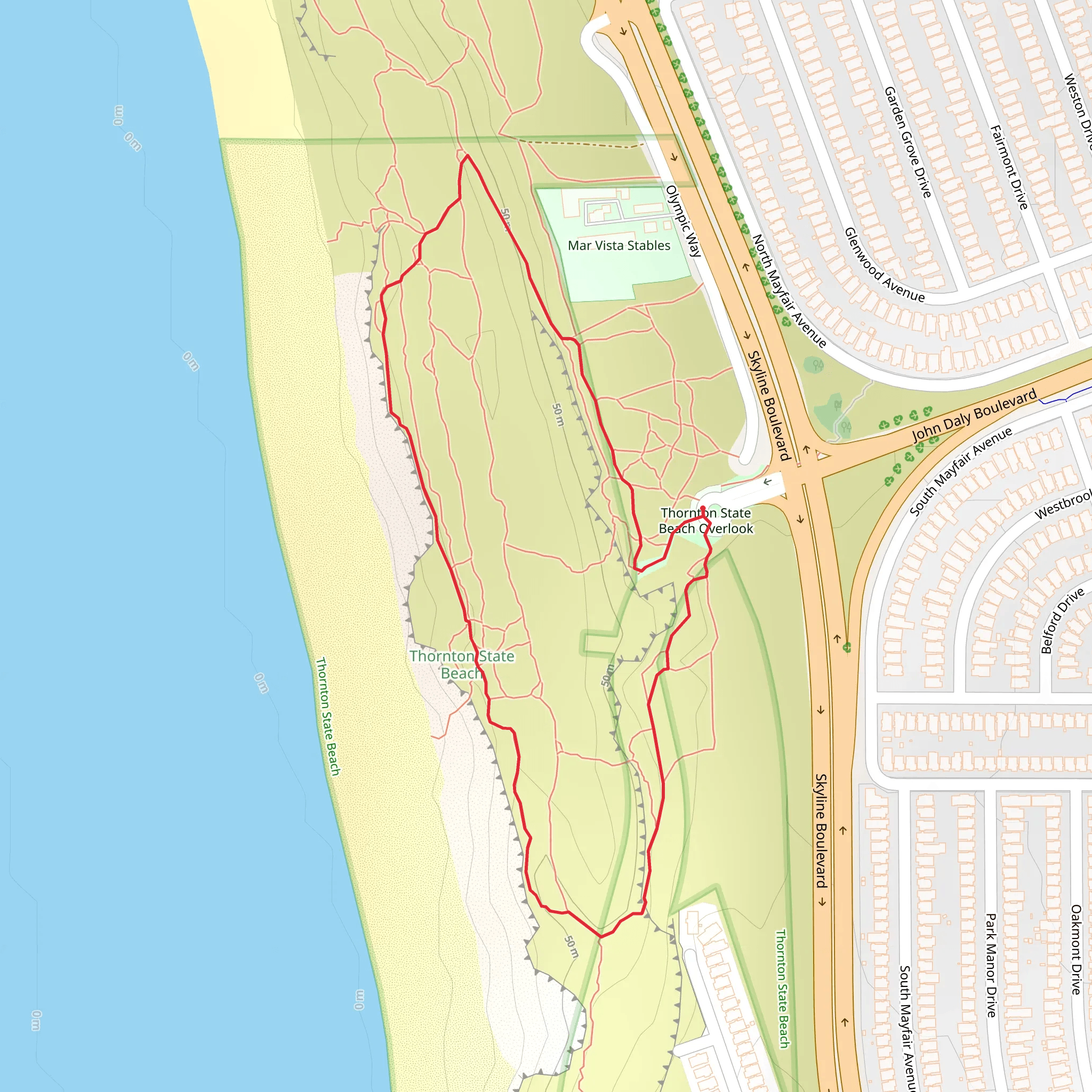 Thornton Beach Road Loop mobile static map