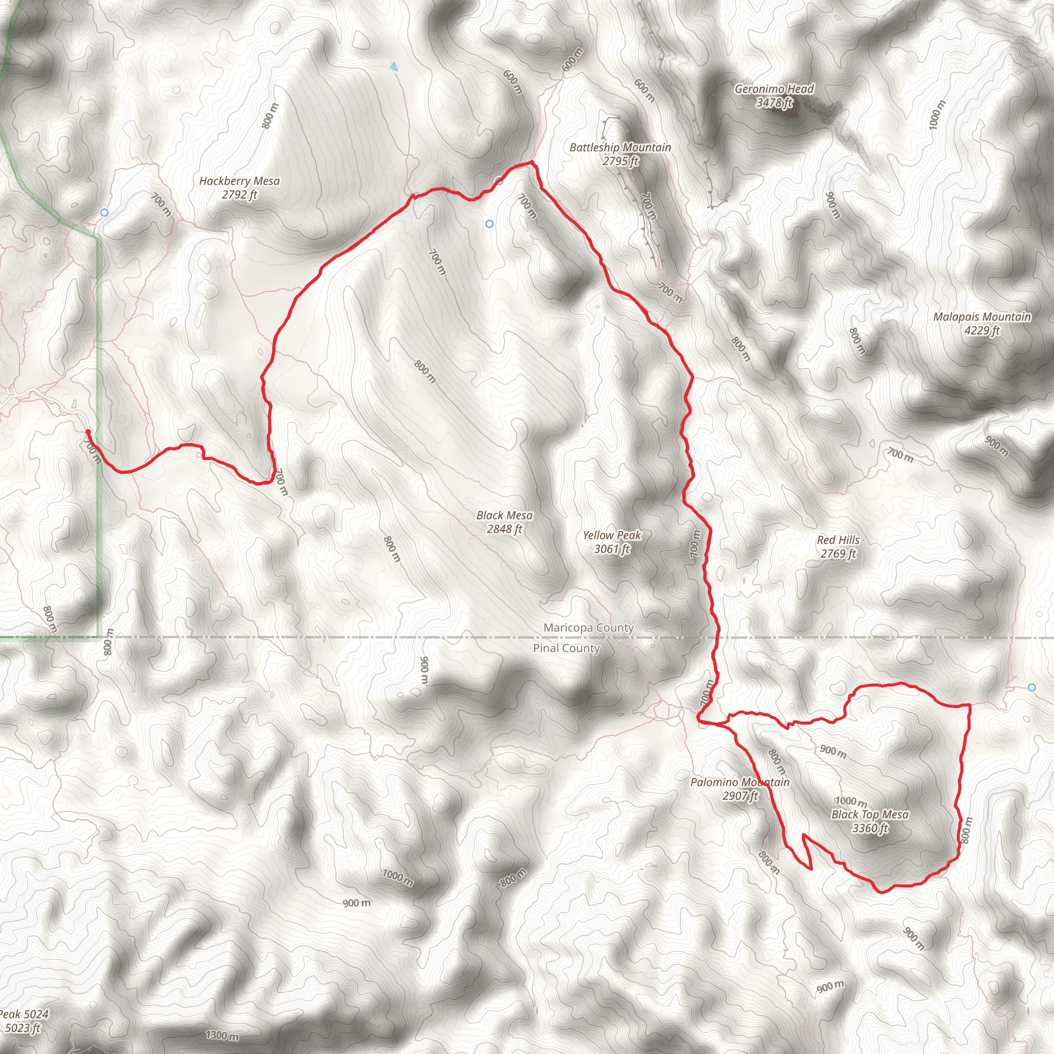 Second Water, Bull Pass and Dutchman Loop Trail mobile static map