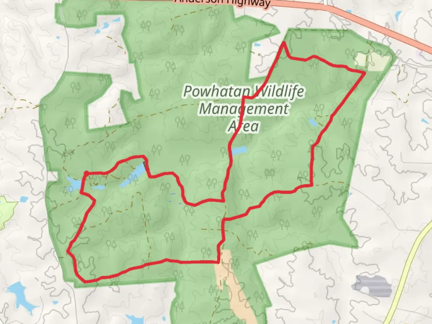 An image depicting the trail Bass Pond, Sunfish Pond and Salmon Creek Loop and its surrounding area.