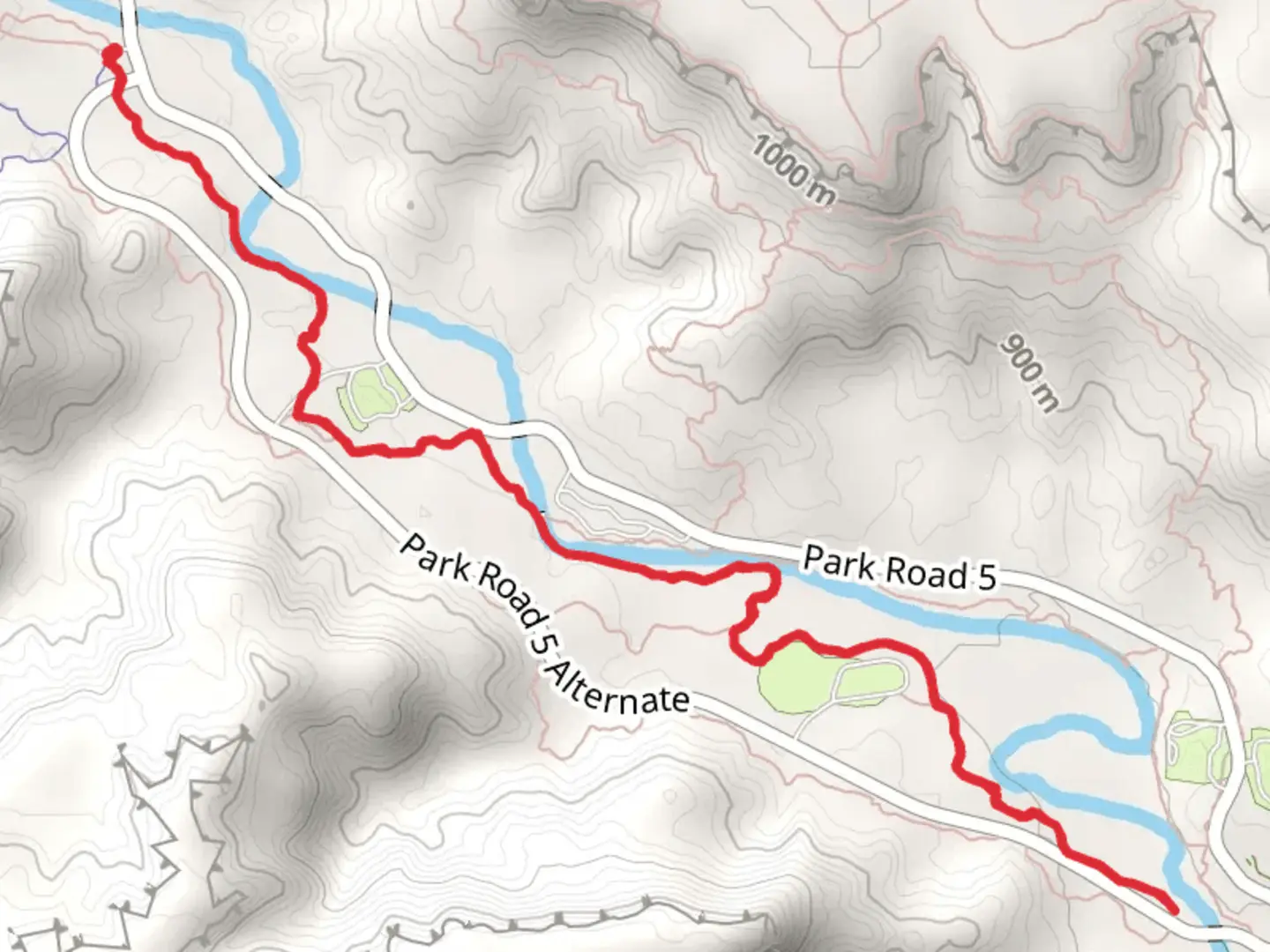 An image depicting the trail Rojo Grande and Juniper-Riverside Trail and its surrounding area.