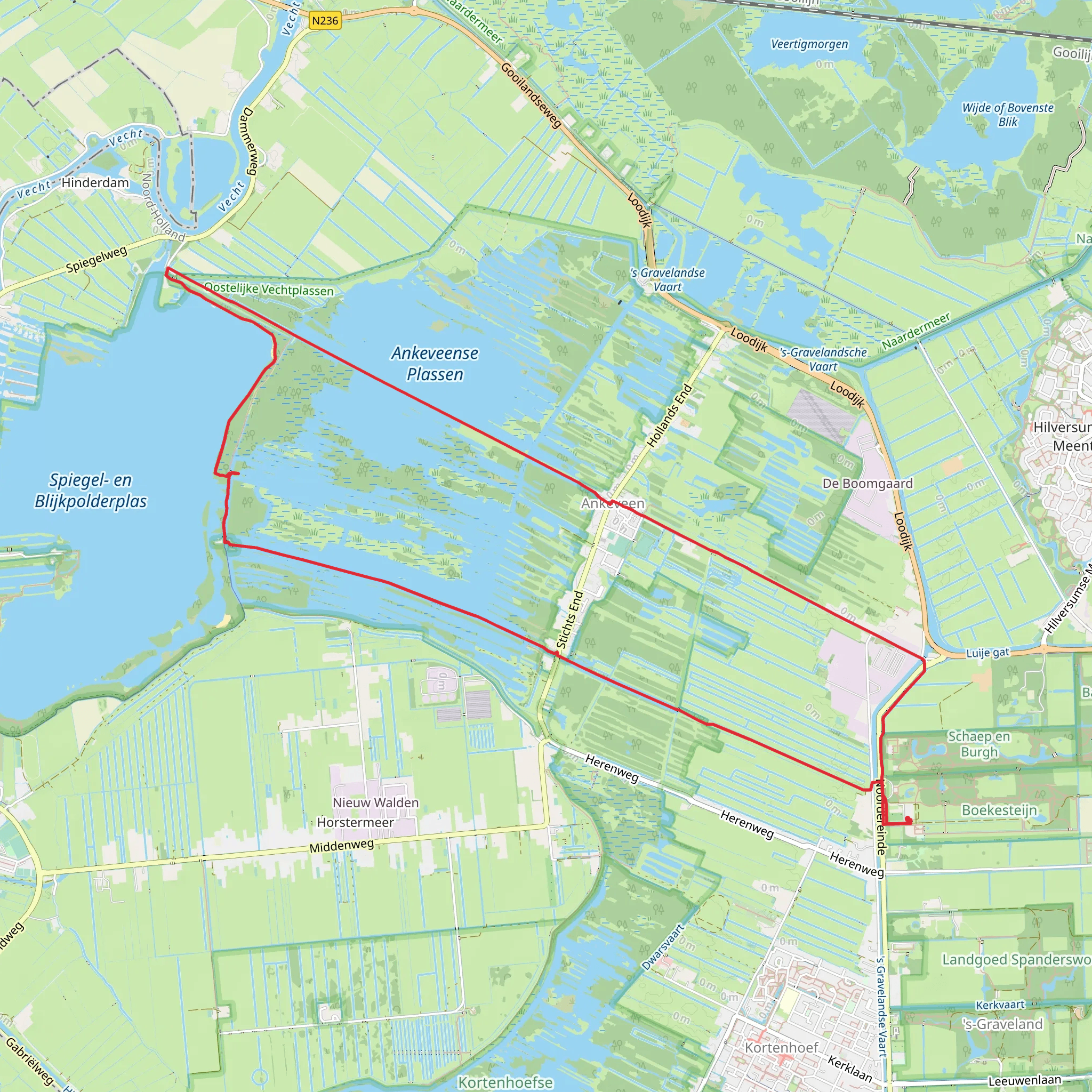 Ankeveense Piassen via Noordereinde, Stichtse Kade, Dammerkade and Googpad Loop mobile static map