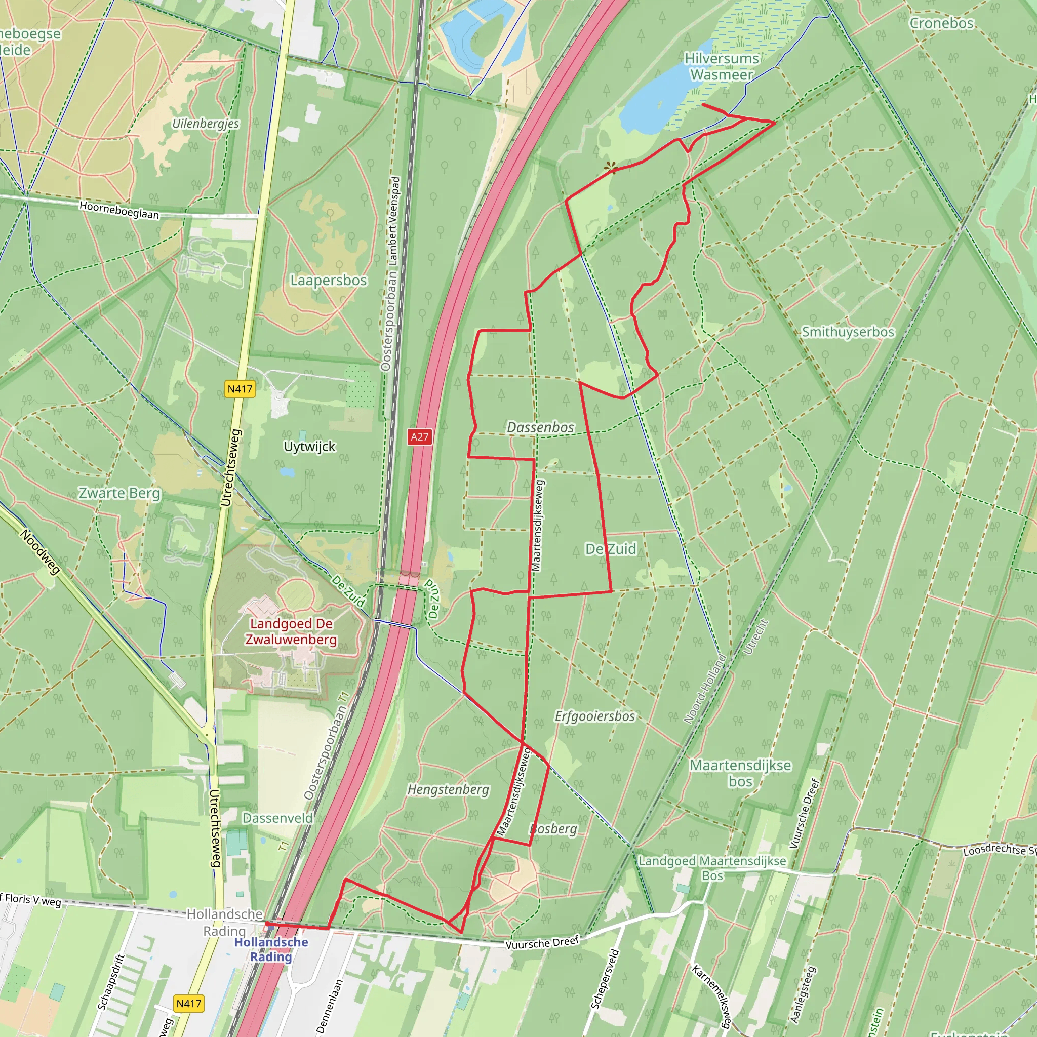 Erfgooiersbos, Dassenbos and Wasmeer Loop mobile static map