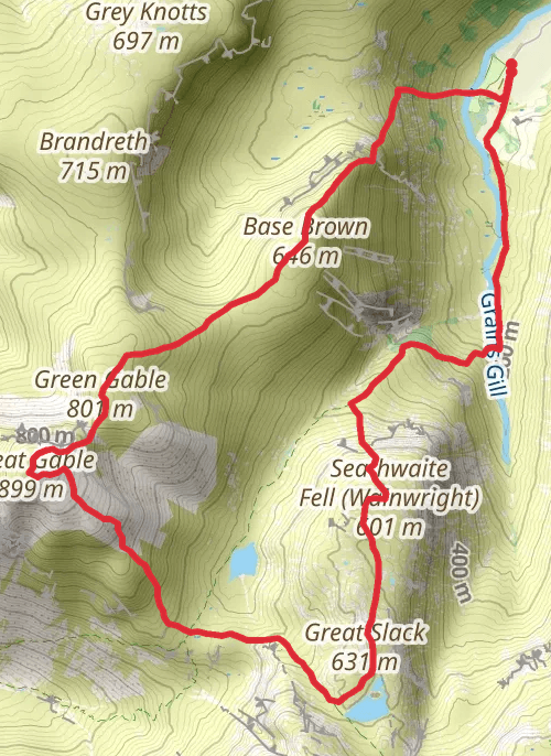 The Gables  - peak bagging Wainwrights  mobile static map