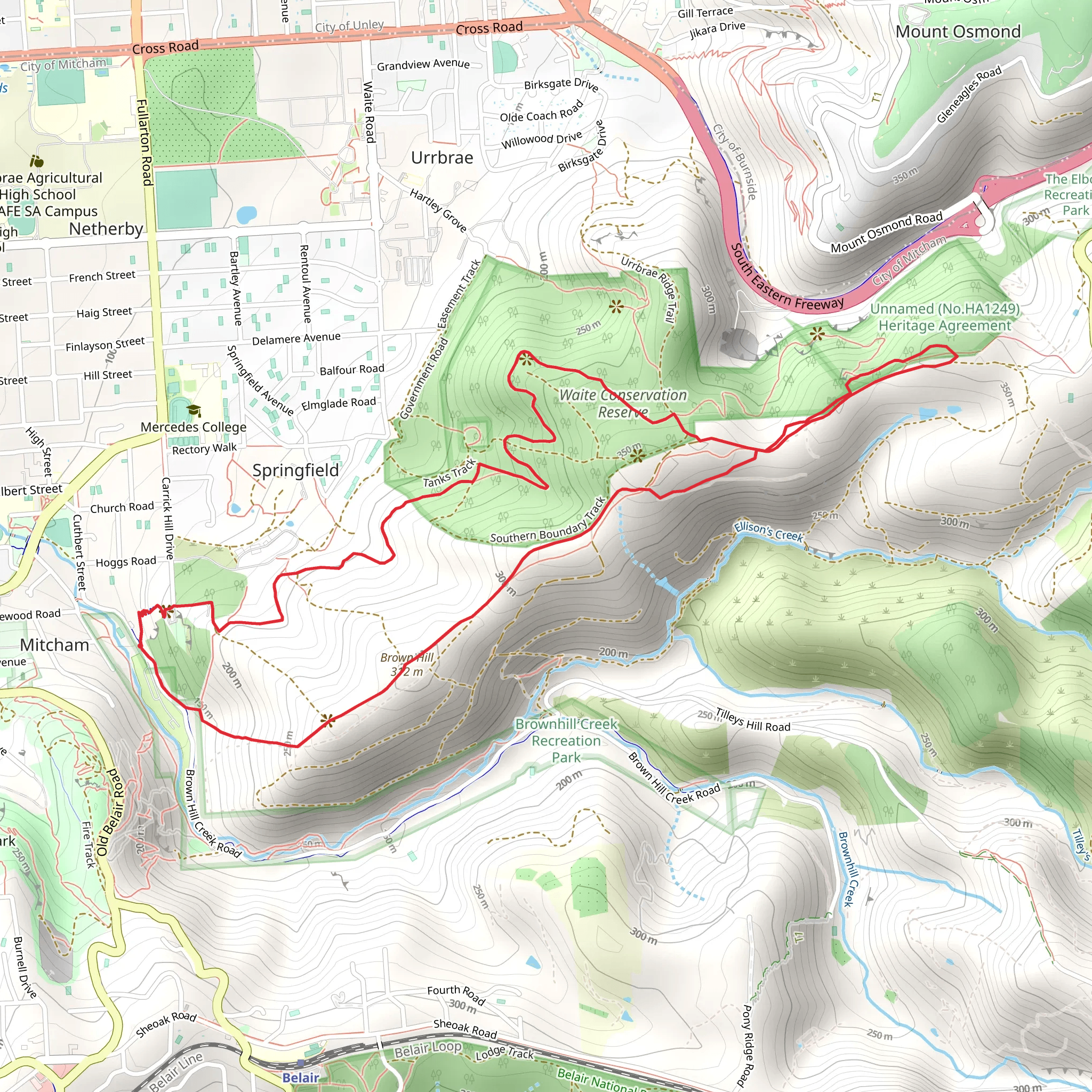 Waite Conservation Reserve and Brownhill Creek Walk mobile static map