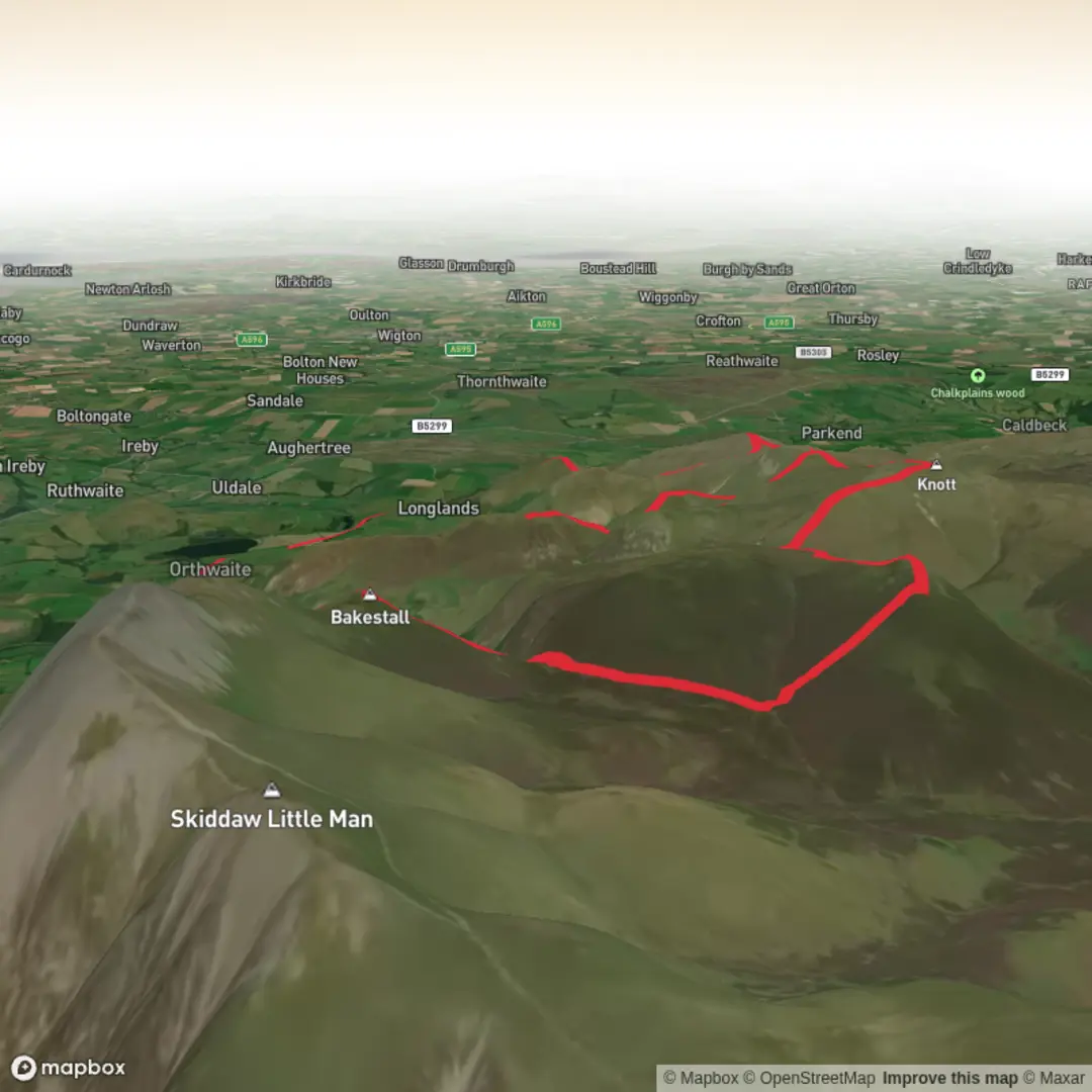 An image depicting the trail Uldale Loop - 8 WRs and its surrounding area.