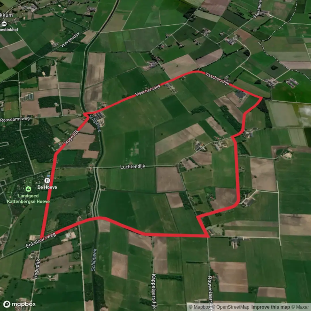 An image depicting the trail Enkelaars Weg and Brikken Weg and its surrounding area.