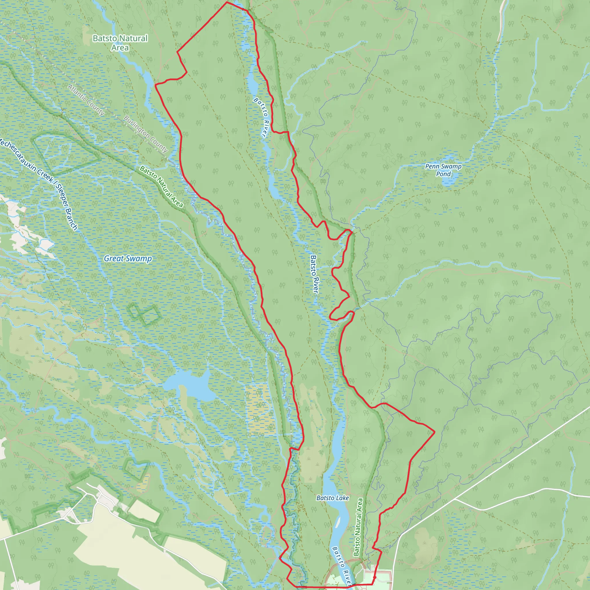 Mullica River - Batona Loop Trail mobile static map