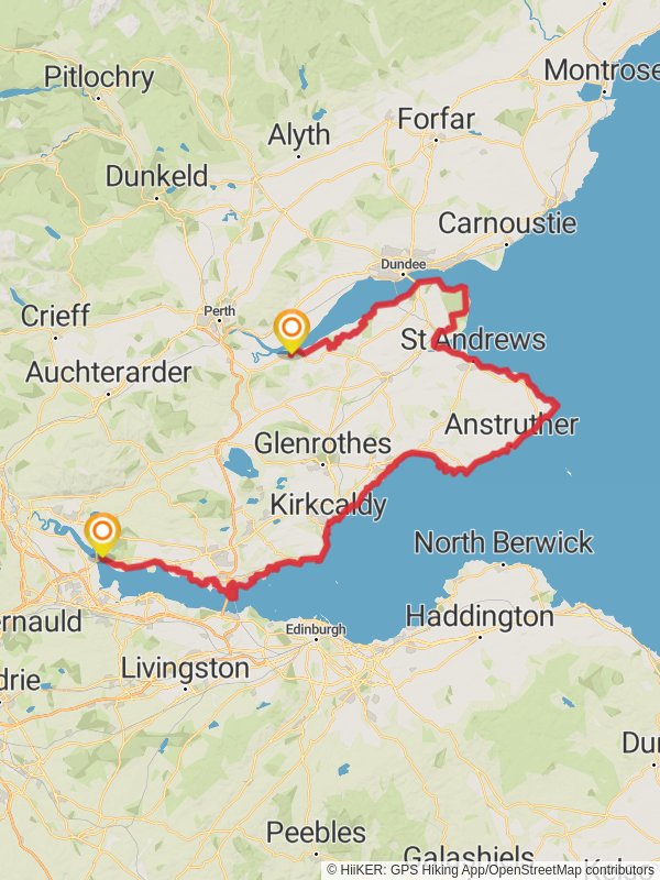 Map of Fife Coastal Path, Fife