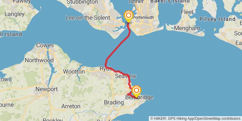 Lymington to Portsmouth Harbour - Isle Of Wight stage 4 Map