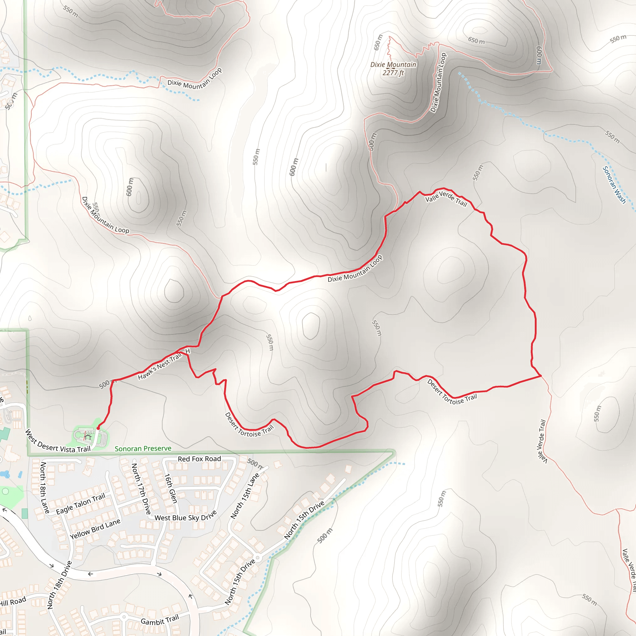 Hawk's Nest and Desert Tortoise and Dixie Mountain Loop Trail mobile static map