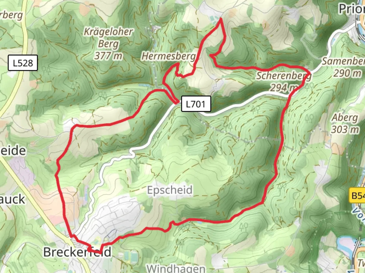 An image depicting the trail Hanseweg and Gloertalsperre Weg and its surrounding area.