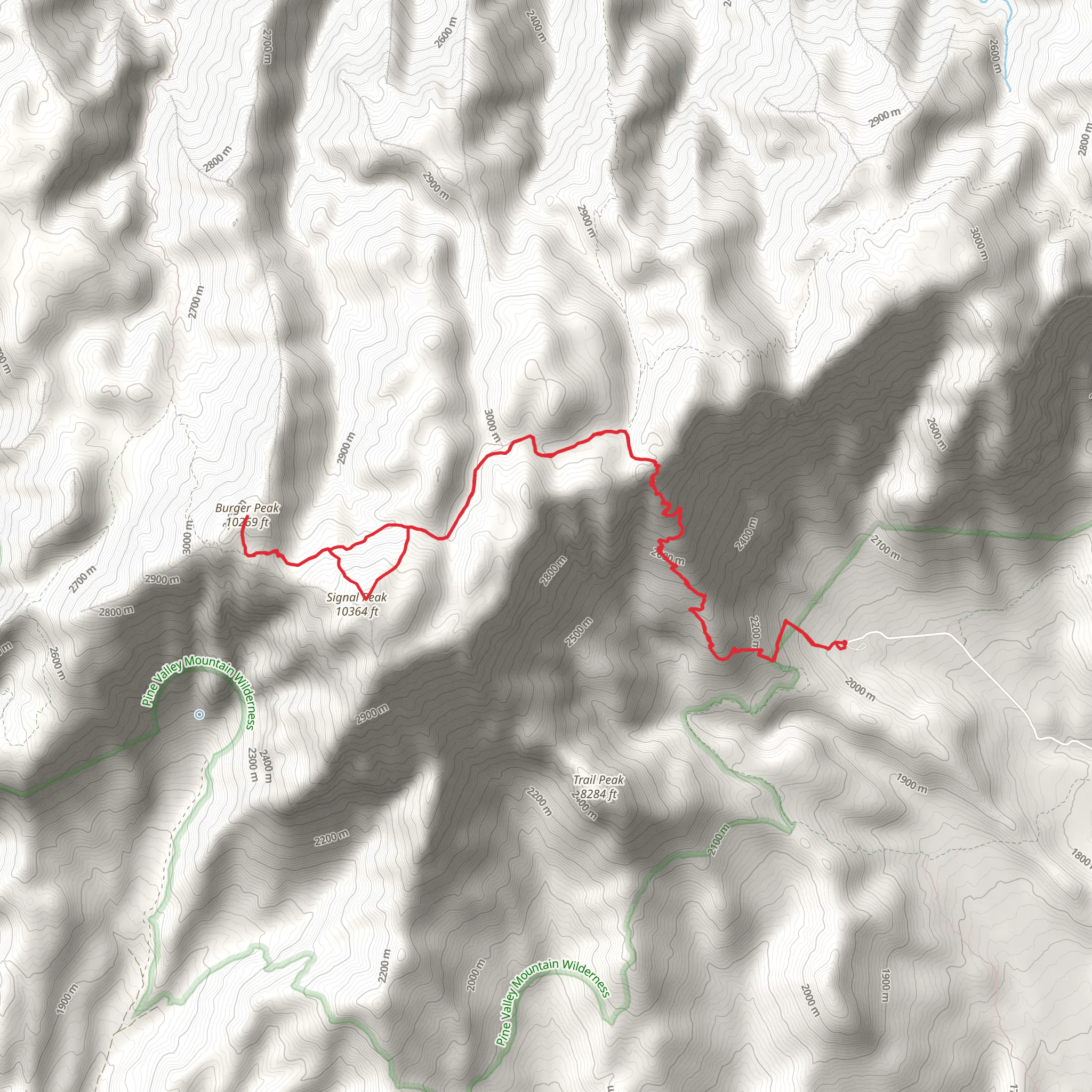 Signal Peak and Burger Peak via Summit Trail mobile static map