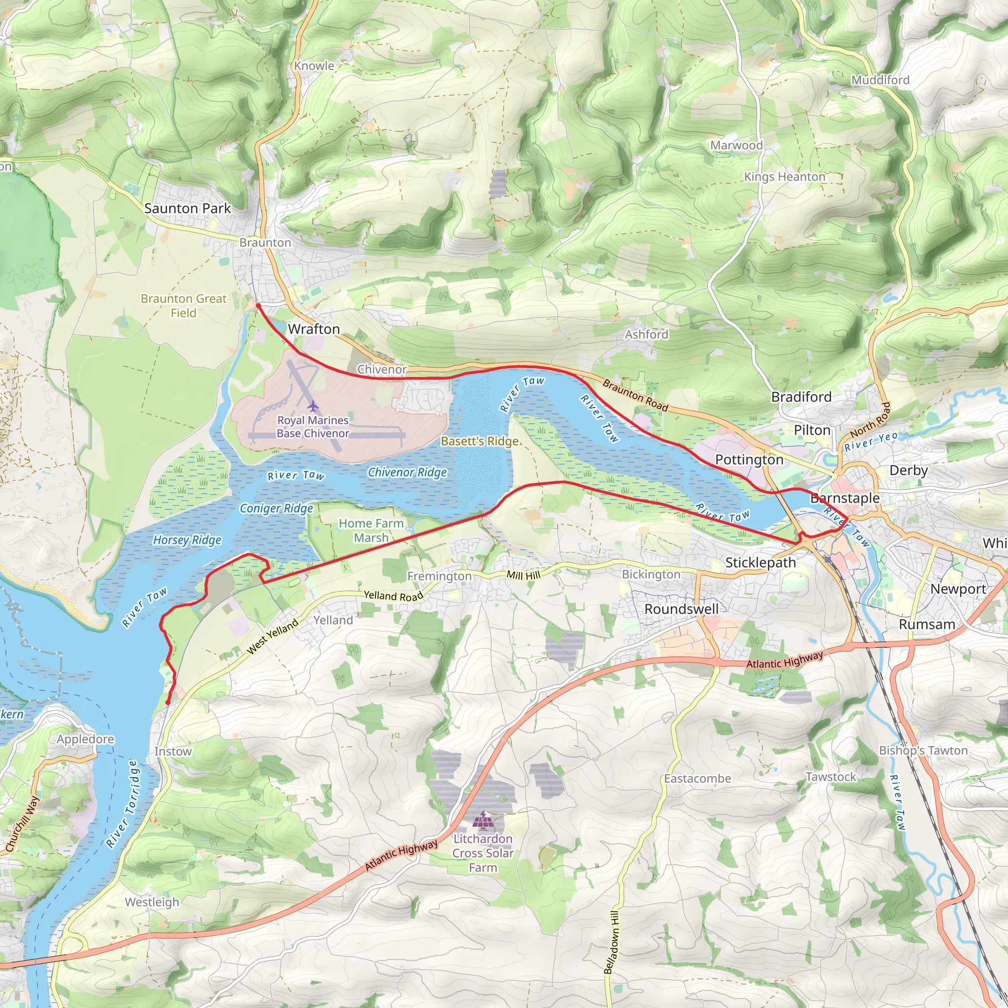Braunton to Instow Walk mobile static map