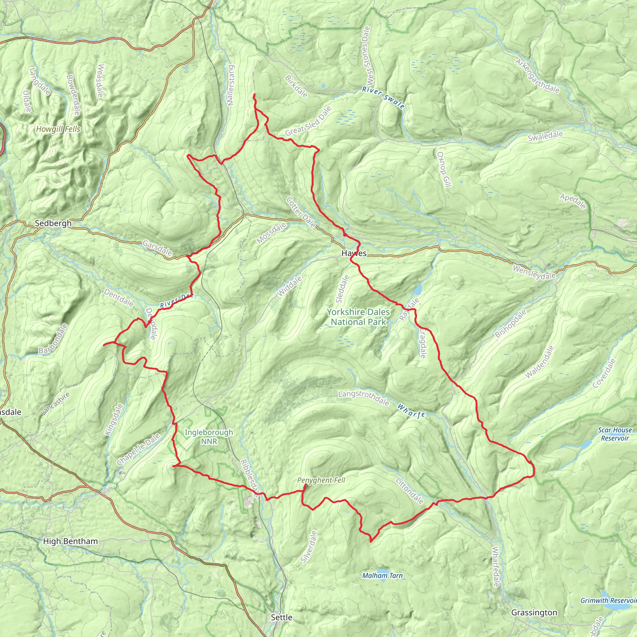 Top Ten Peaks - Yorkshire Dales mobile static map