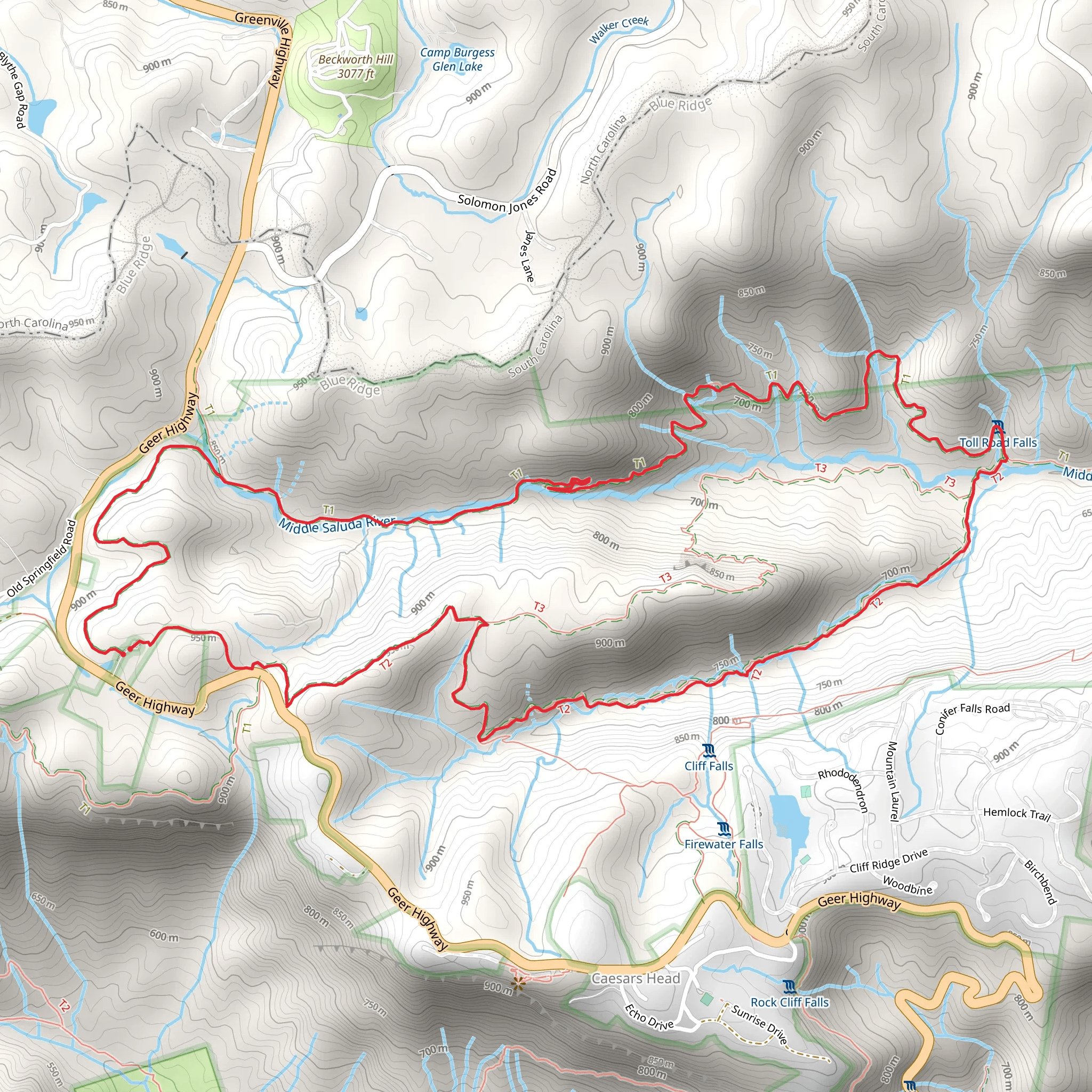 Coldspring Branch, Jones Gap and Silver Steps Loop Trail mobile static map