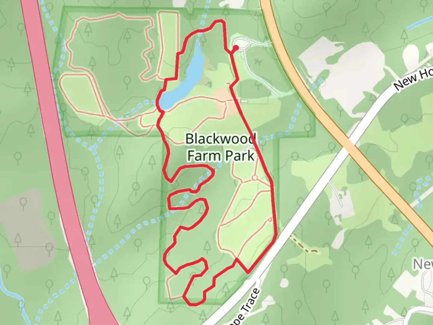 An image depicting the trail Blackwood Farm Park Loop via Mary's Trail and its surrounding area.