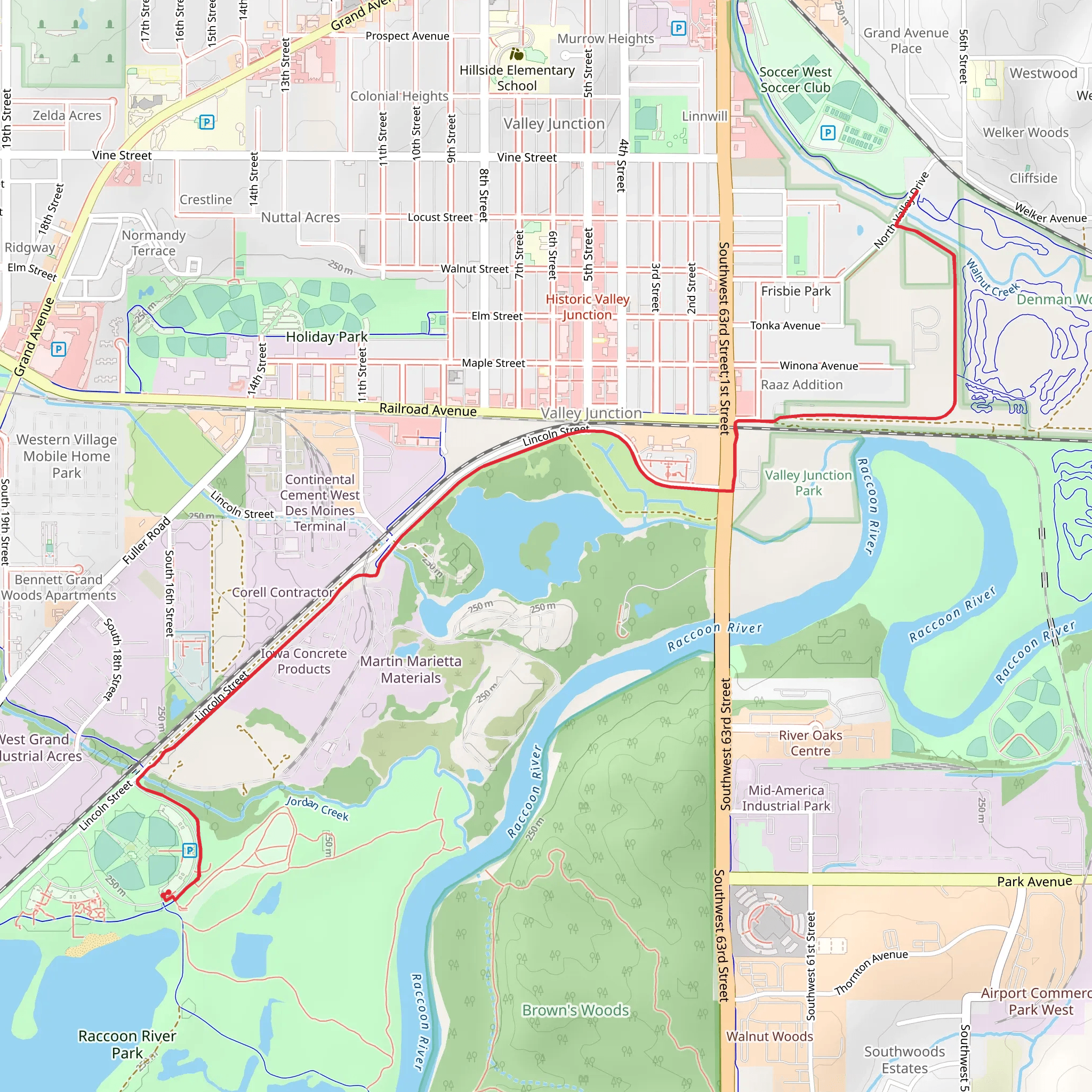 Levee Trail Out and Back mobile static map