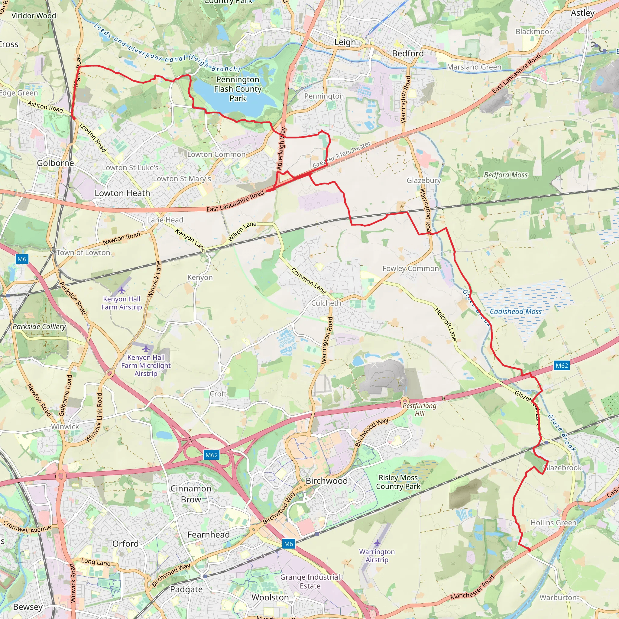 Hollins Green to Golborne Walk mobile static map