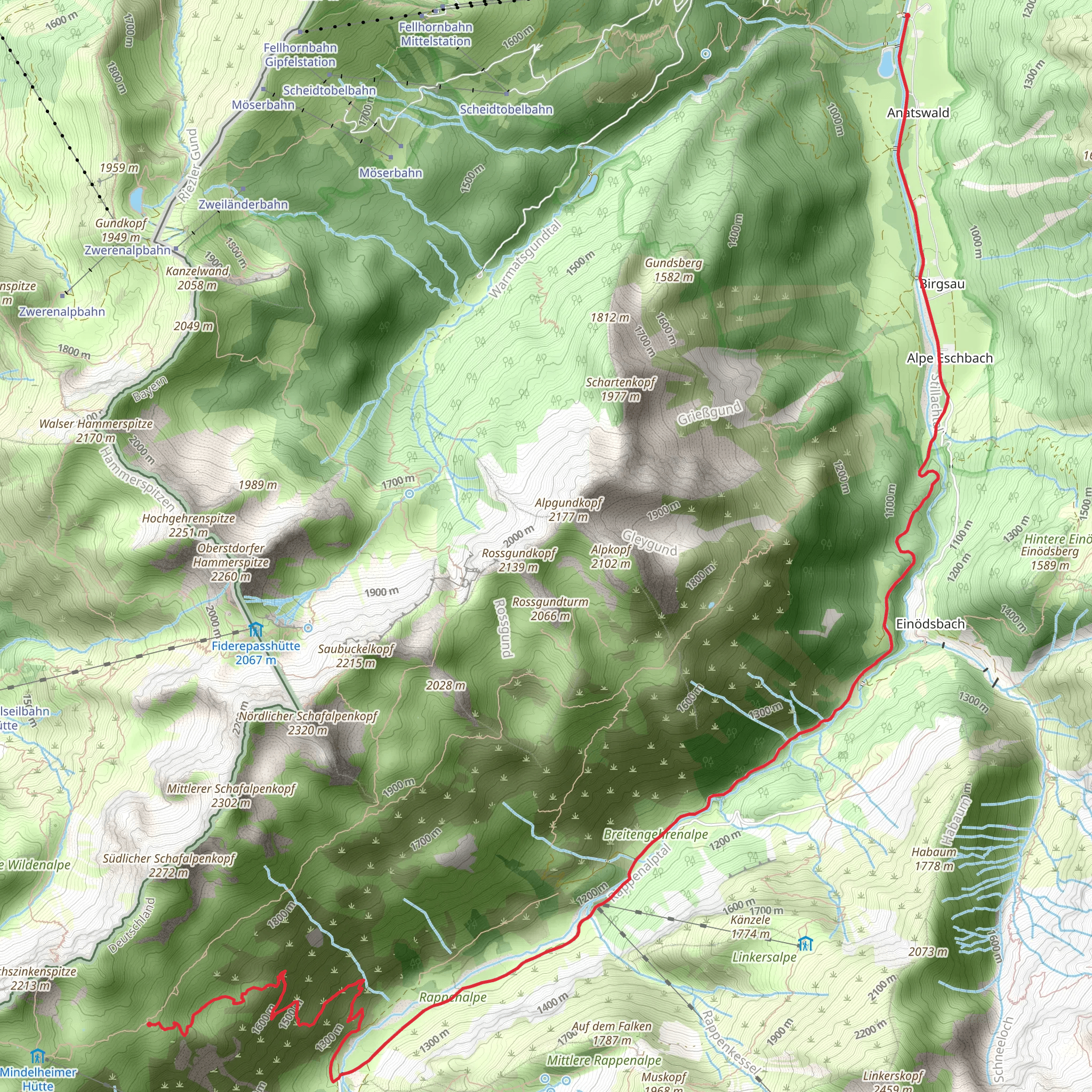 Anatswald to Obere Angererhütte via Wanderweg 441 mobile static map