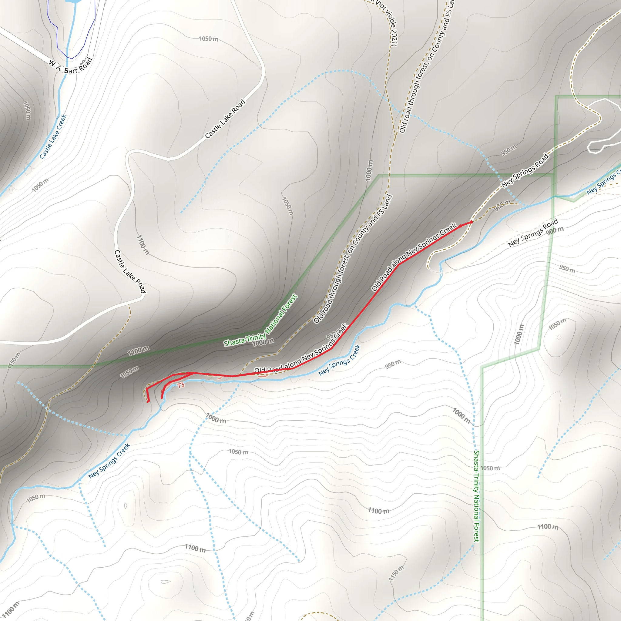 Ney Springs and Faery Falls Trail mobile static map