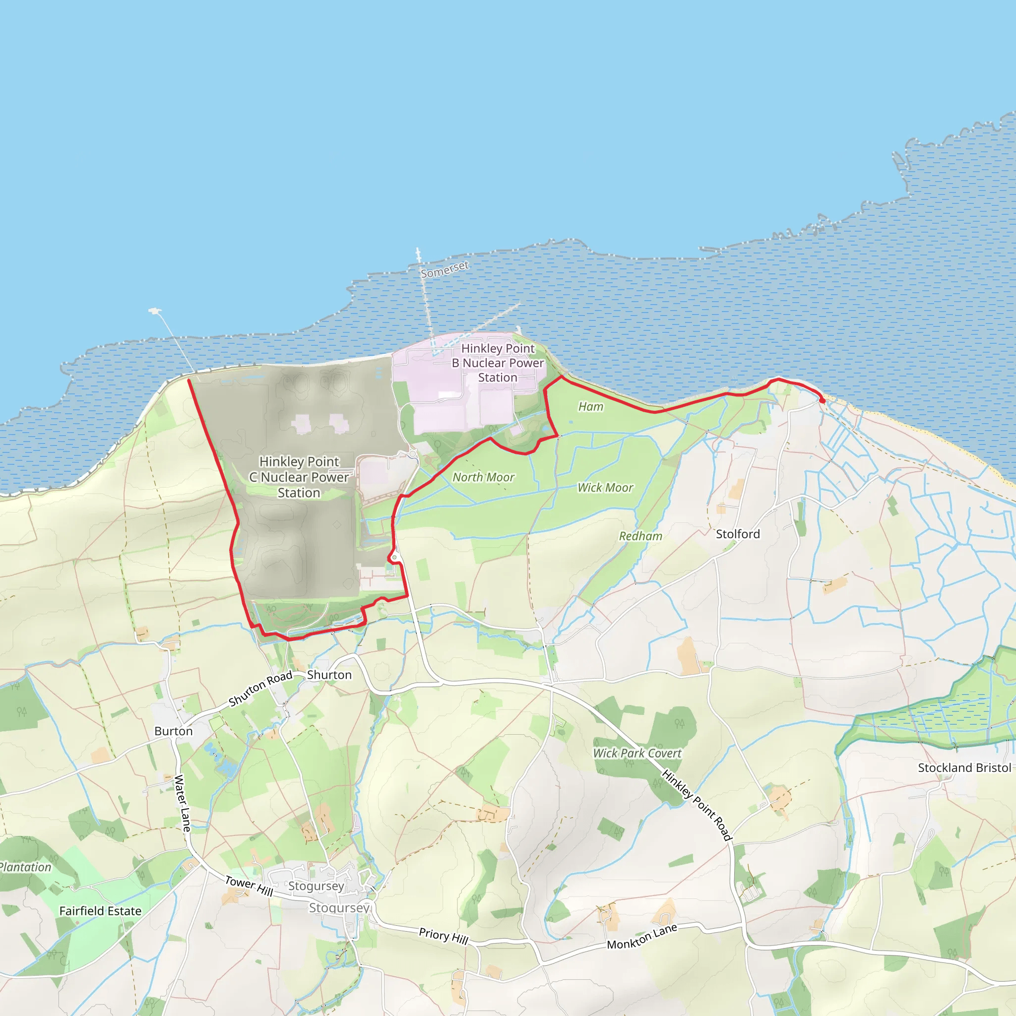 England Coast Path - Hinkley Point Inland Alternative mobile static map