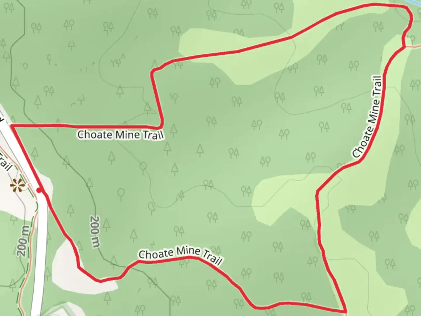 An image depicting the trail Choate Mine Loop Trail and its surrounding area.