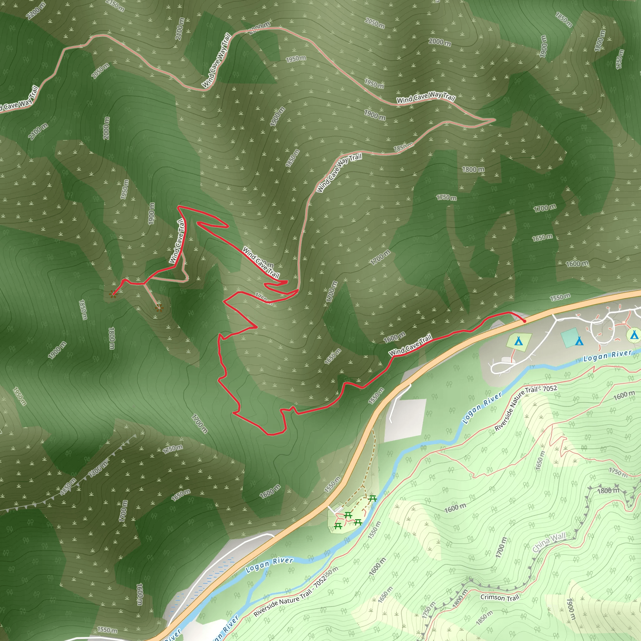 Wind Caves Trail mobile static map