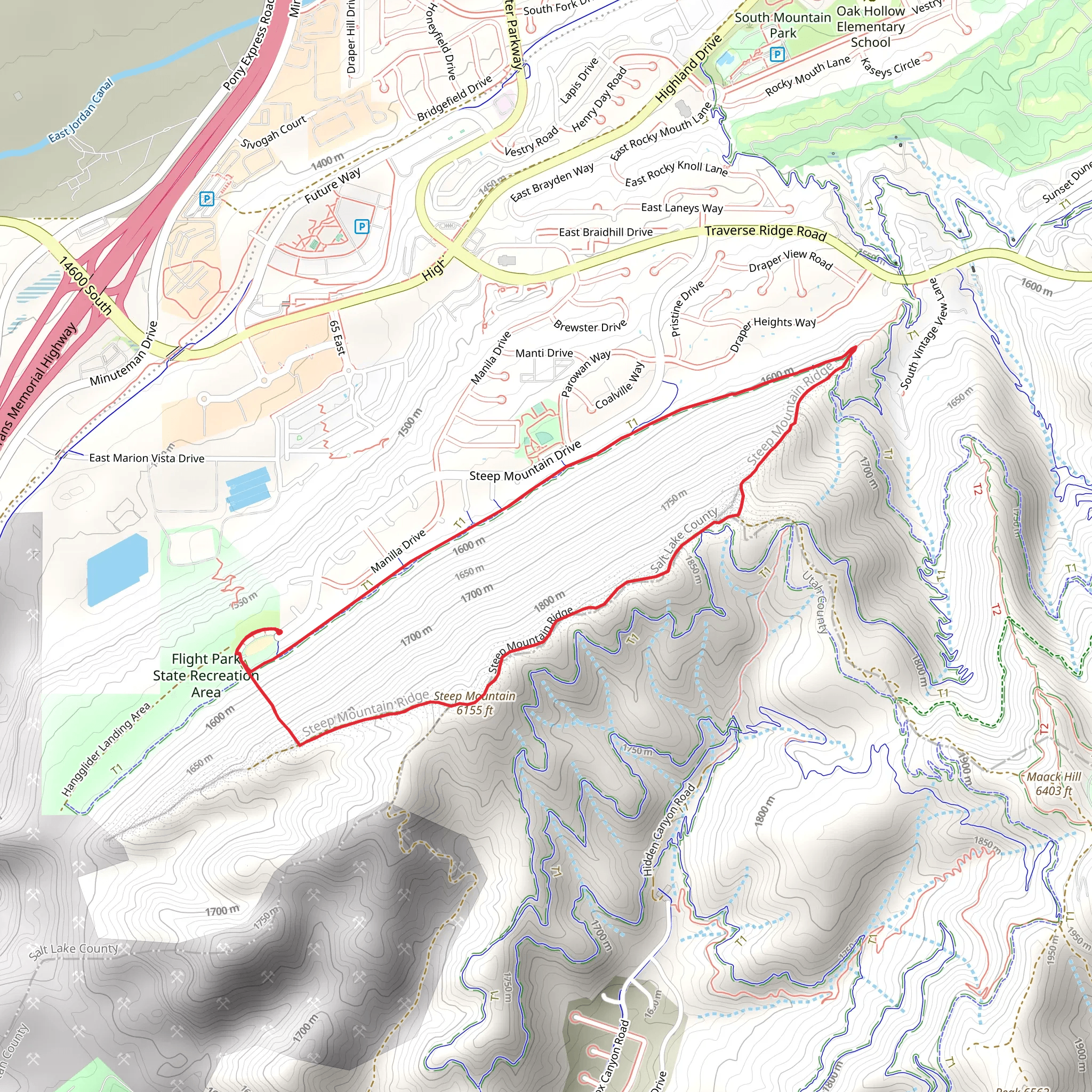 Steep Mountain and BST Draper Section Loop mobile static map