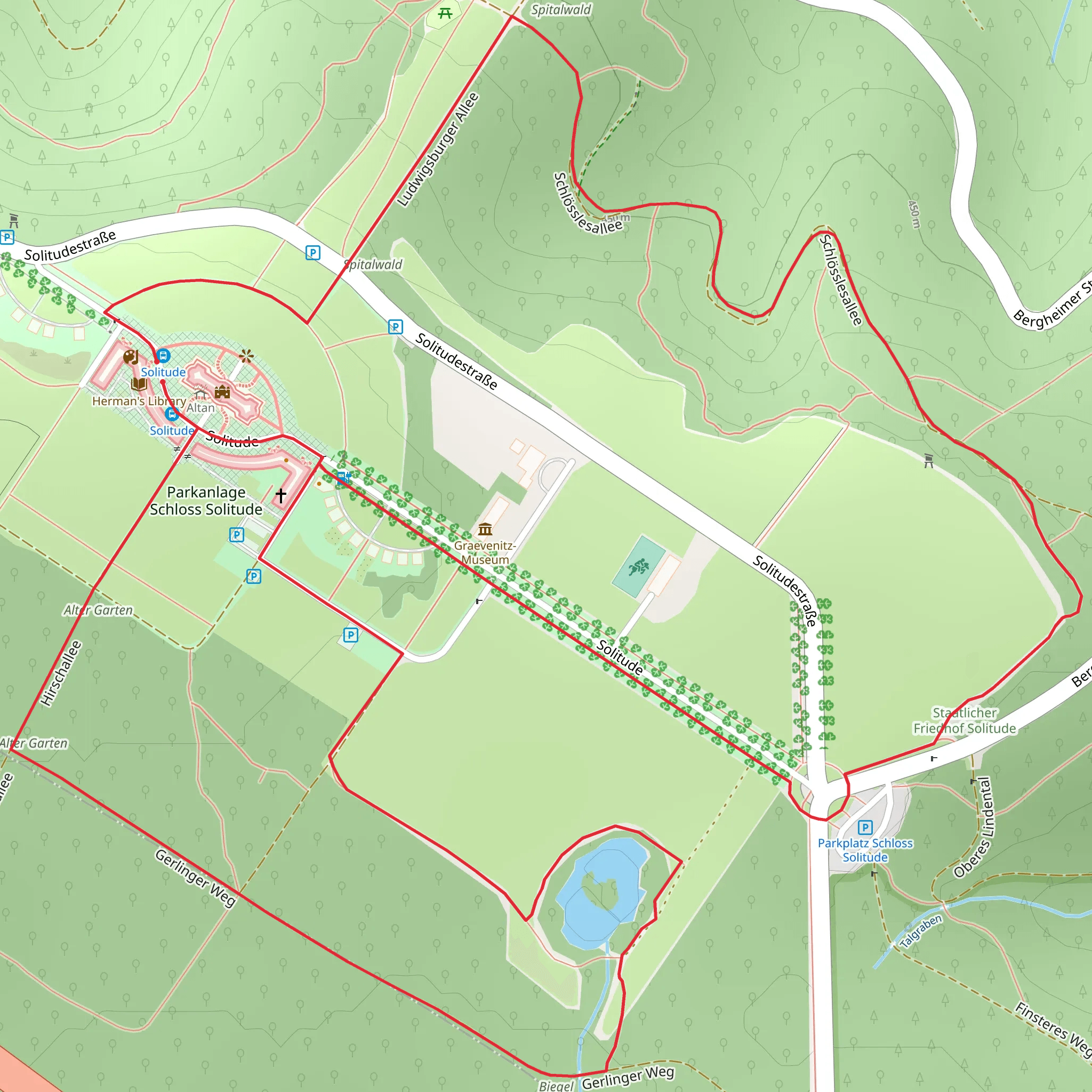 Schloss Solitude Loop mobile static map