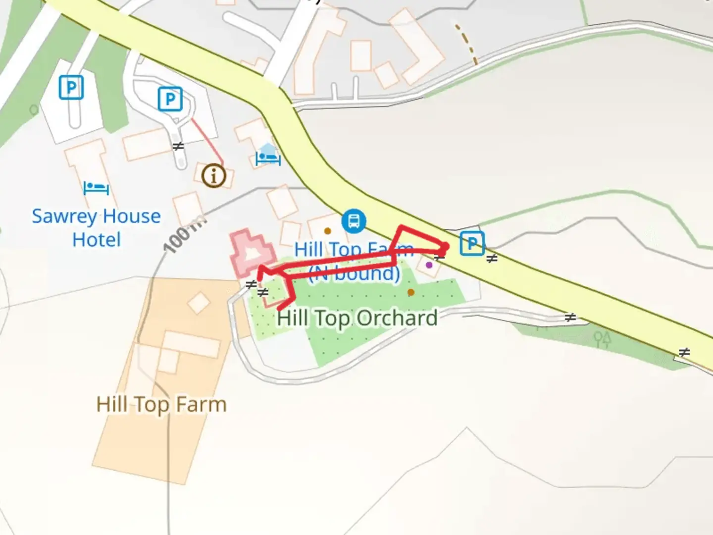 An image depicting the trail Hill Top Walk and its surrounding area.