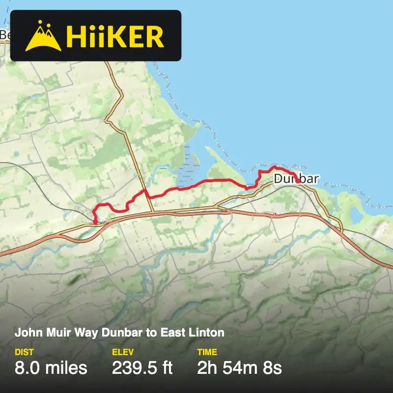A map preview of the recording John Muir Way Dunbar to East Linton.