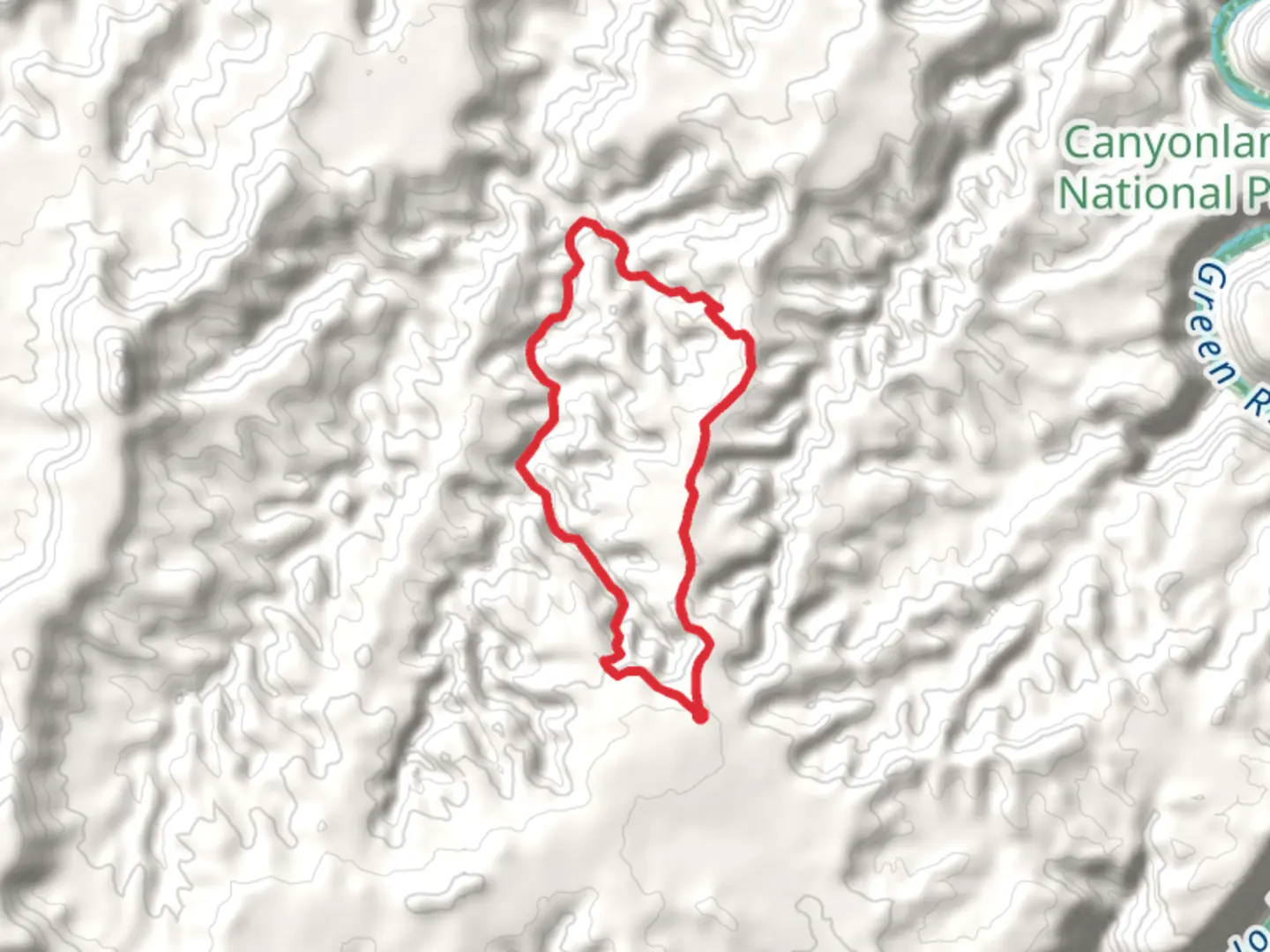 An image depicting the trail Pictograph Fork Route and Pete's Mesa Route Loop and its surrounding area.
