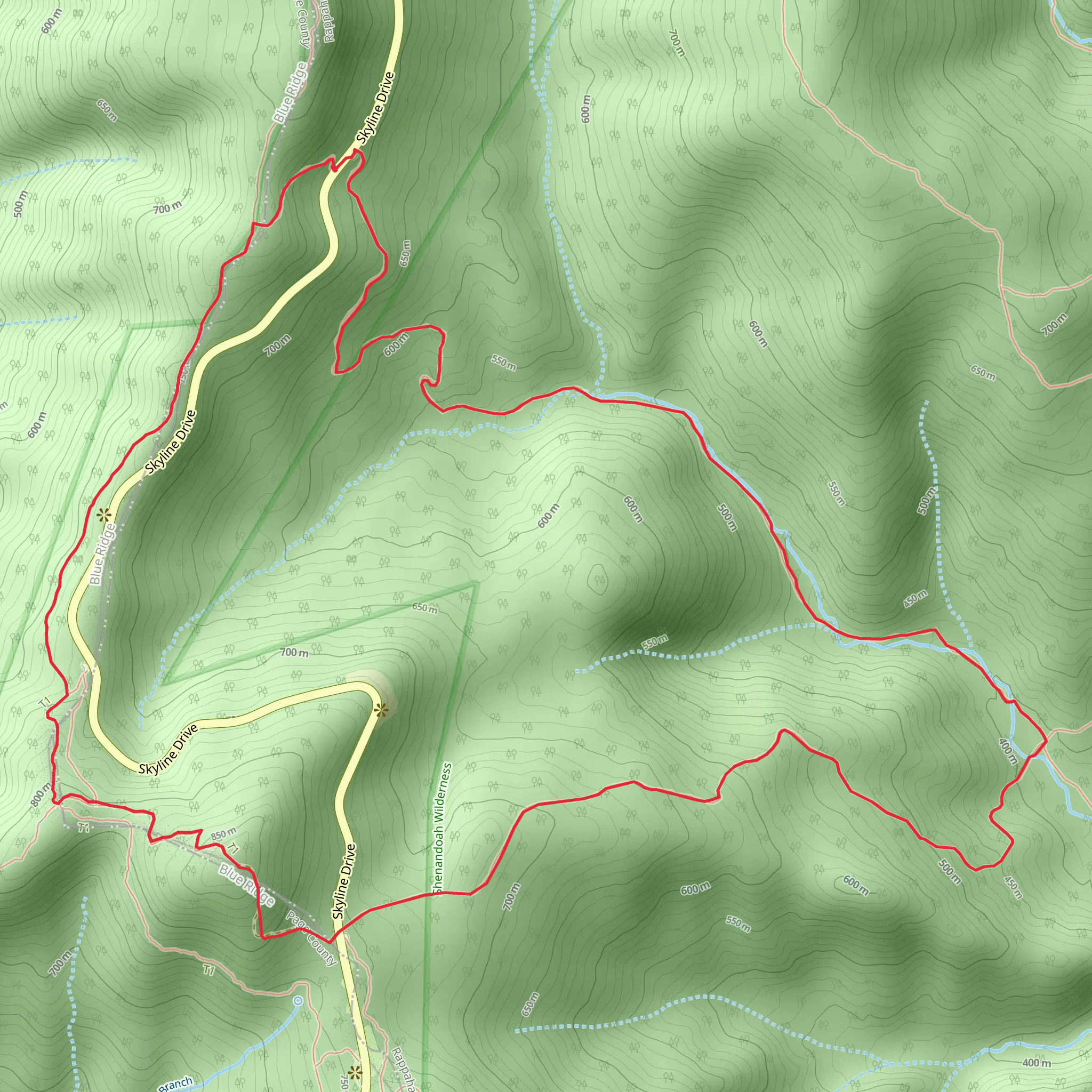 Thorton River Trail, Hull School Trail and Appalachian Trail Loop mobile static map