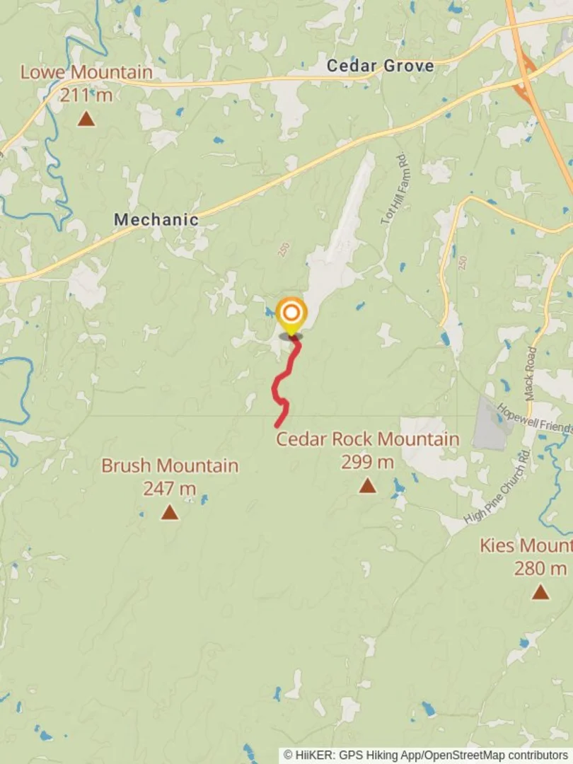 An image depicting the trail Coolers Knob Mountain via Birkhead Mountain Trail and its surrounding area.
