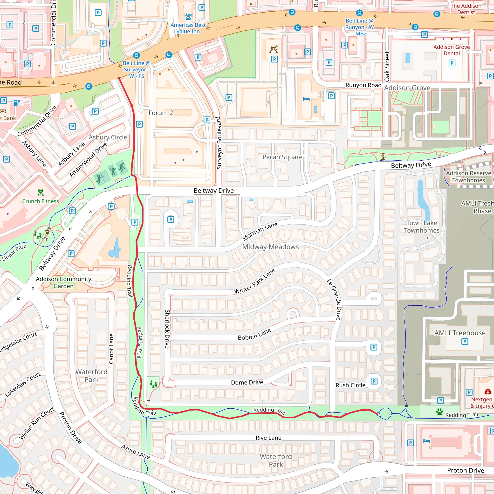 Les Lacs Linear Park - Dog Trail mobile static map