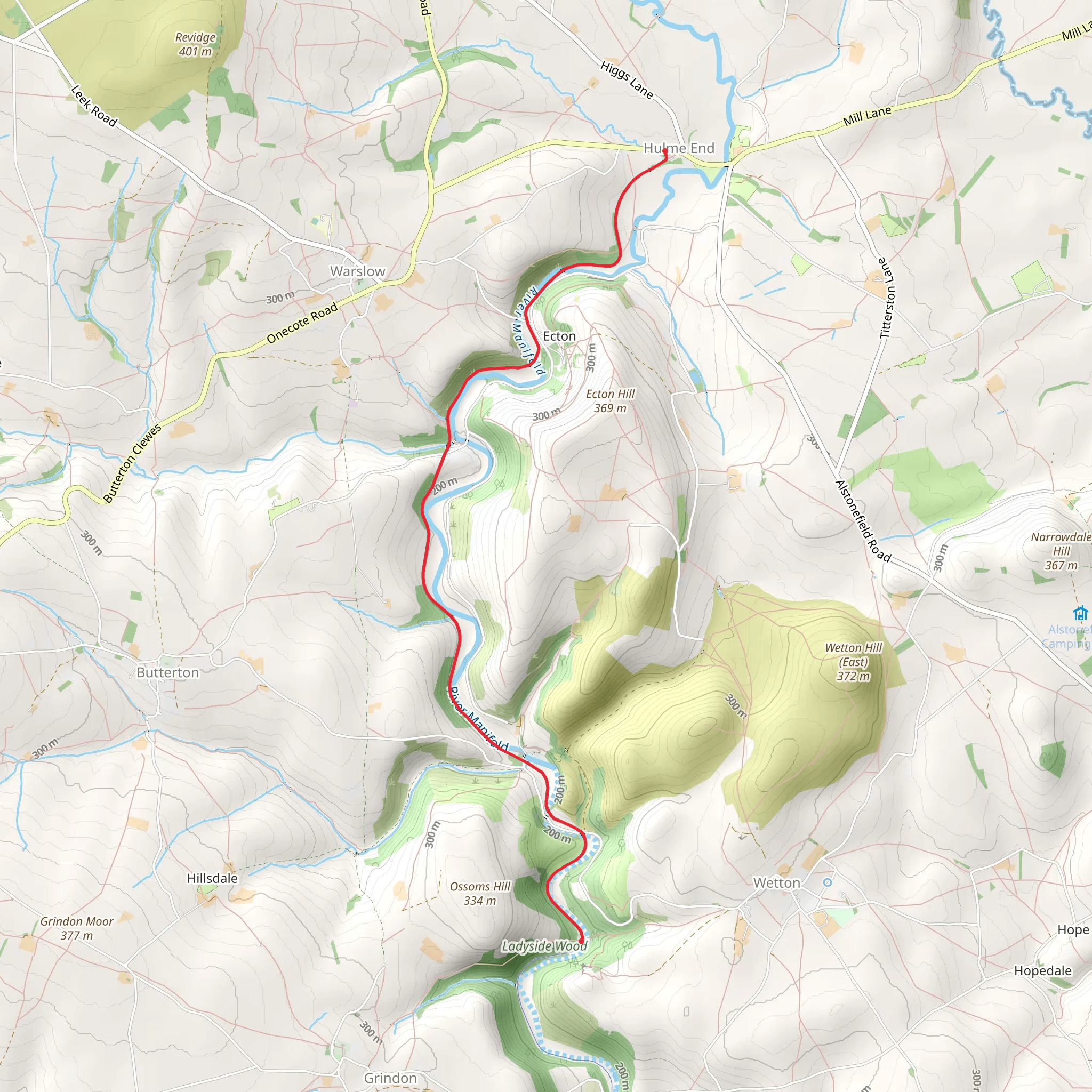 Hulme End to Thor's Cave Walk mobile static map