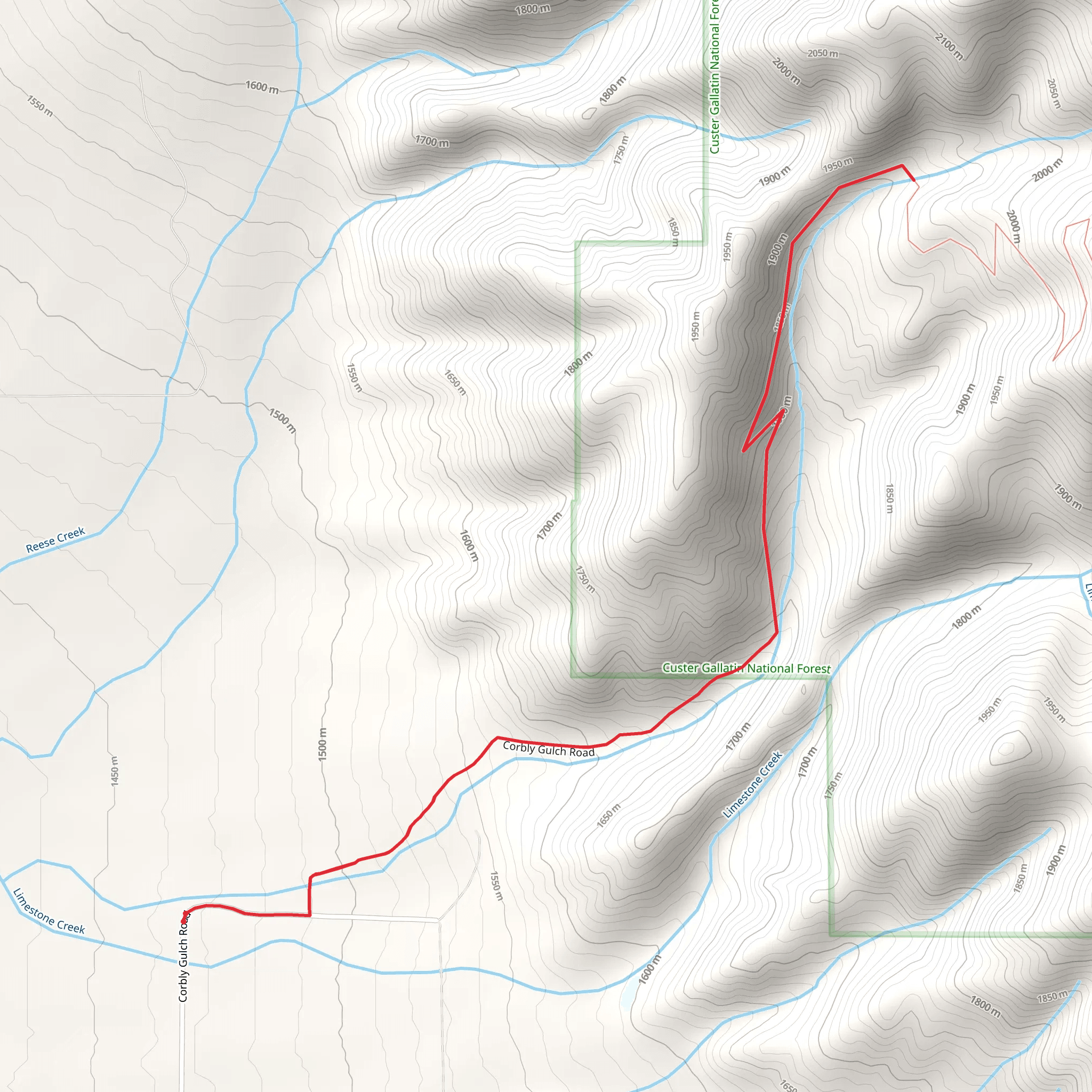 Corbly Gulch Trail - Short mobile static map