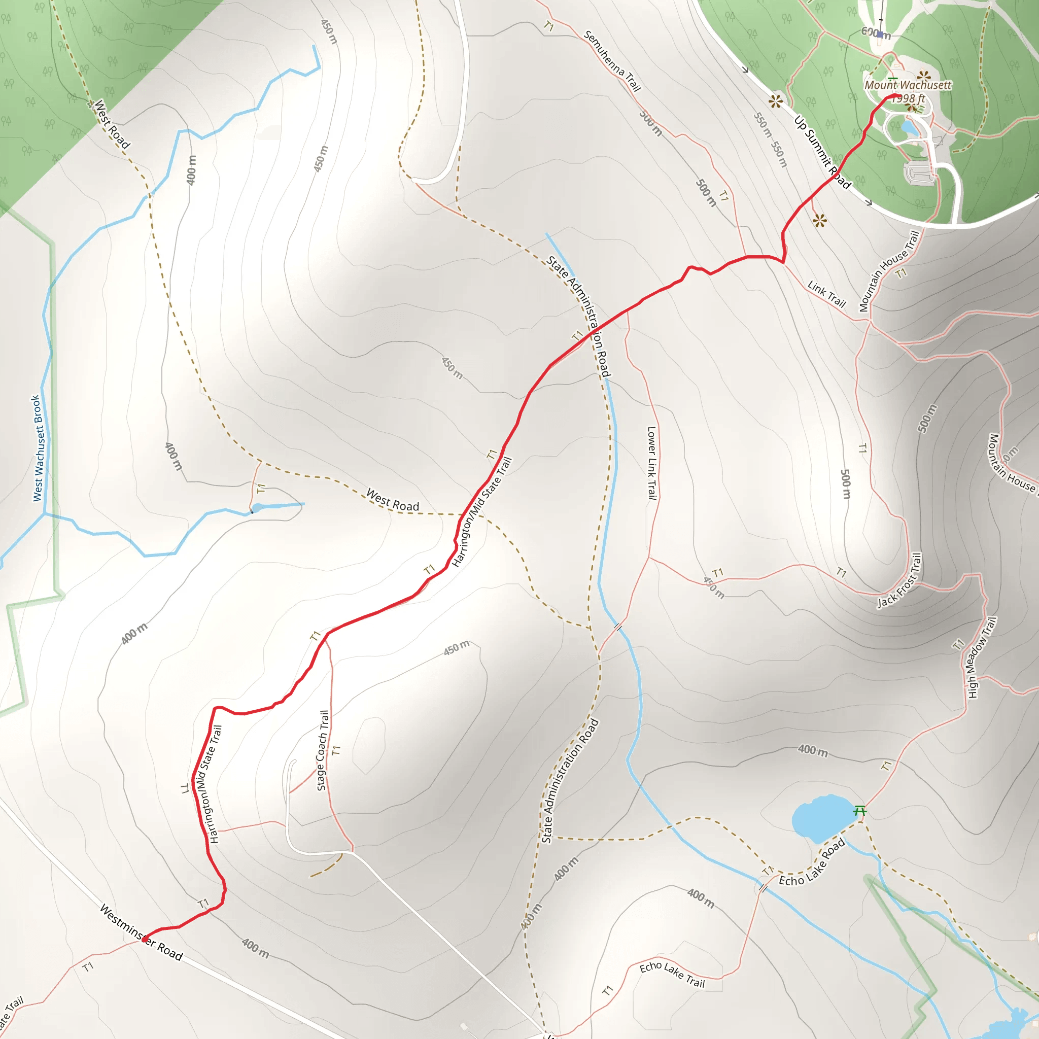 Mount Wachusett via Mid State Trail mobile static map