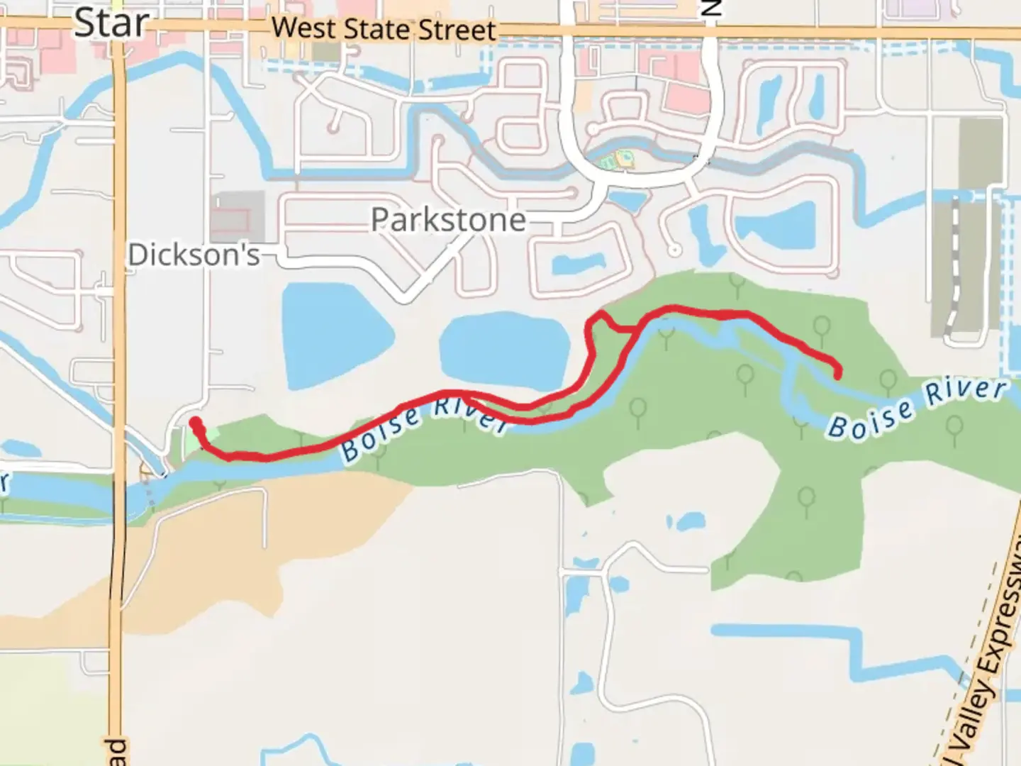 An image depicting the trail Star River Walk and its surrounding area.