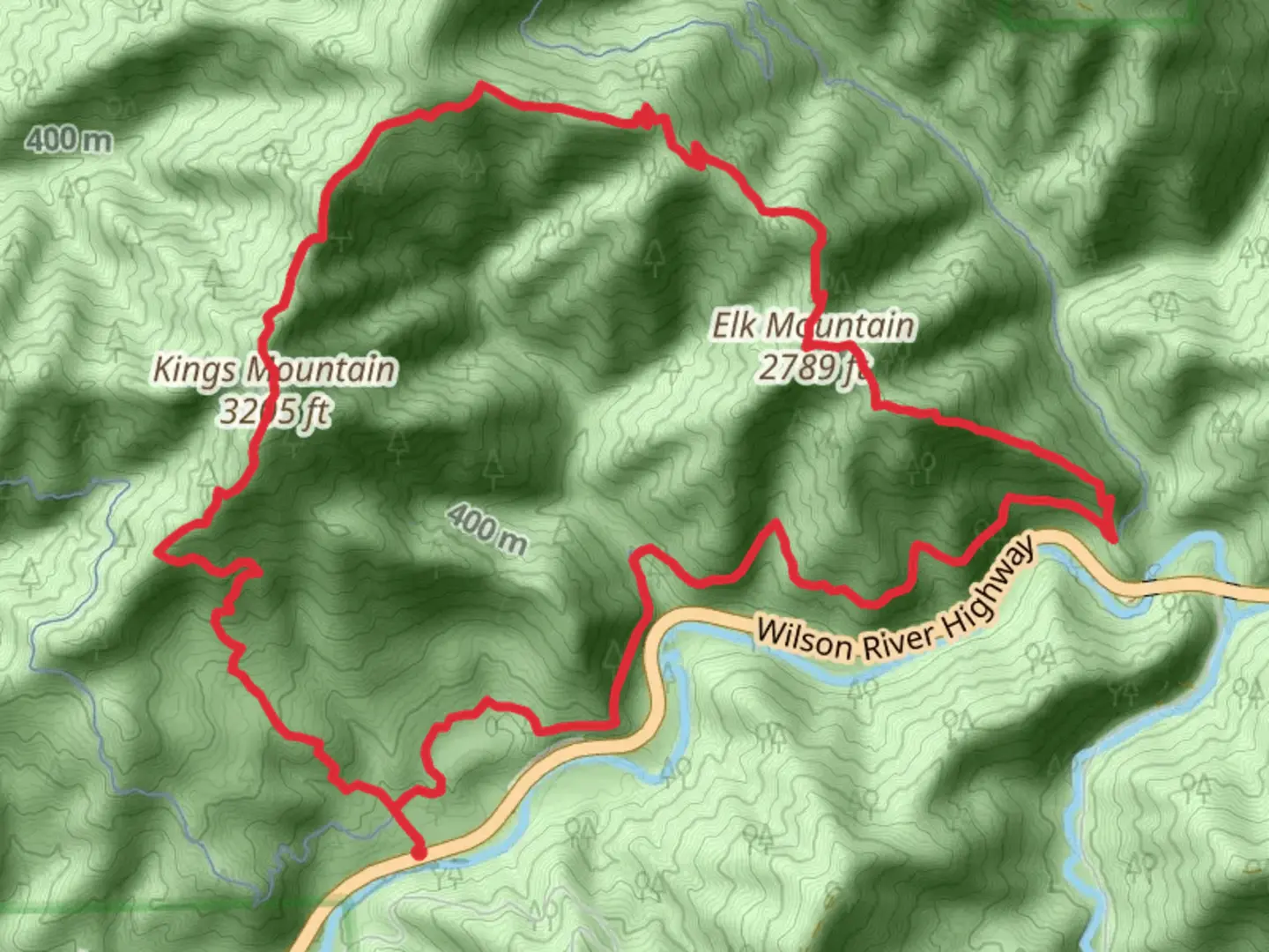 An image depicting the trail Elk Mountain - Kings Mountain Loop and its surrounding area.